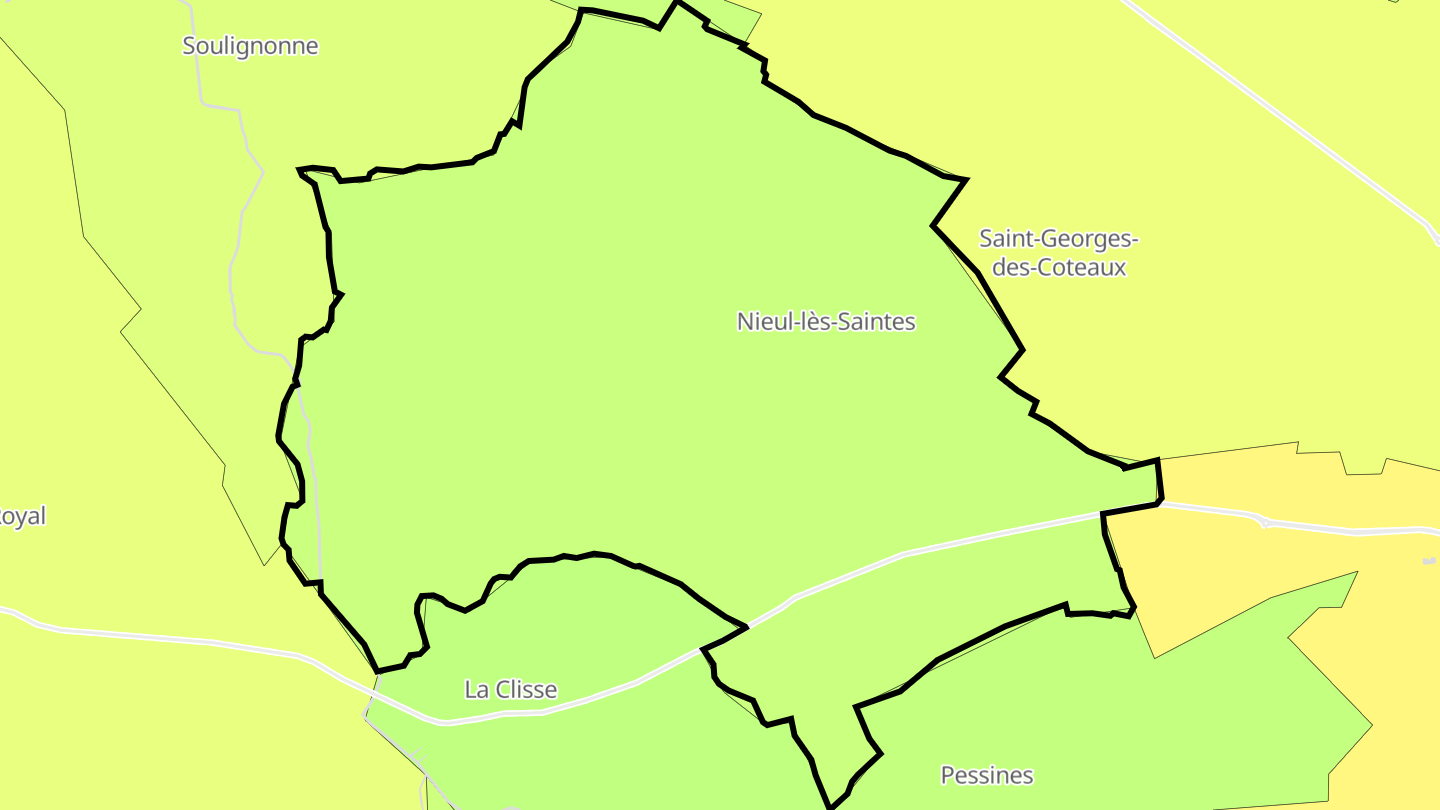 Carte des prix de l'immobilier Nieul-lès-Saintes