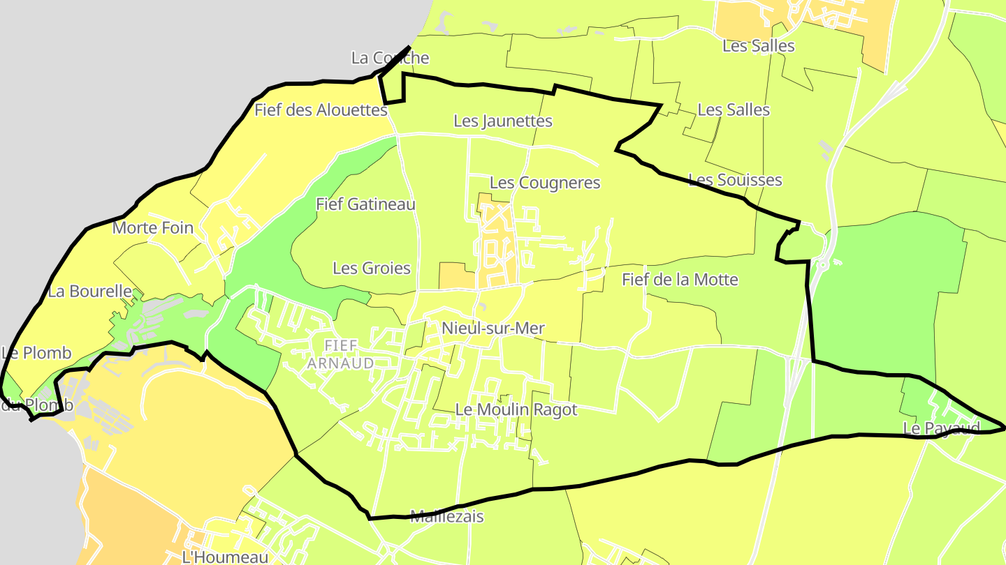 Carte des prix de l'immobilier Nieul-sur-Mer