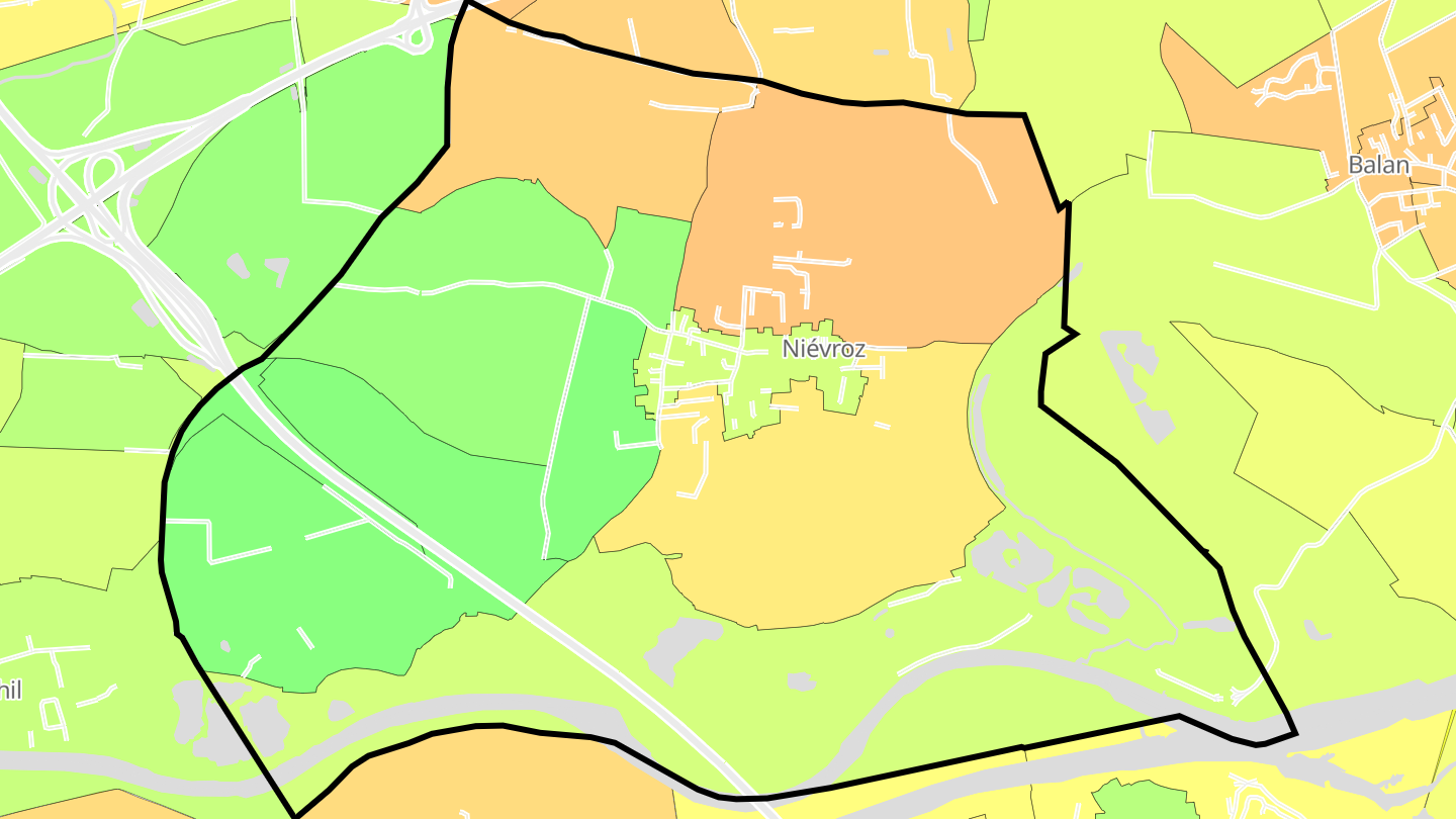 Carte des prix de l'immobilier Niévroz