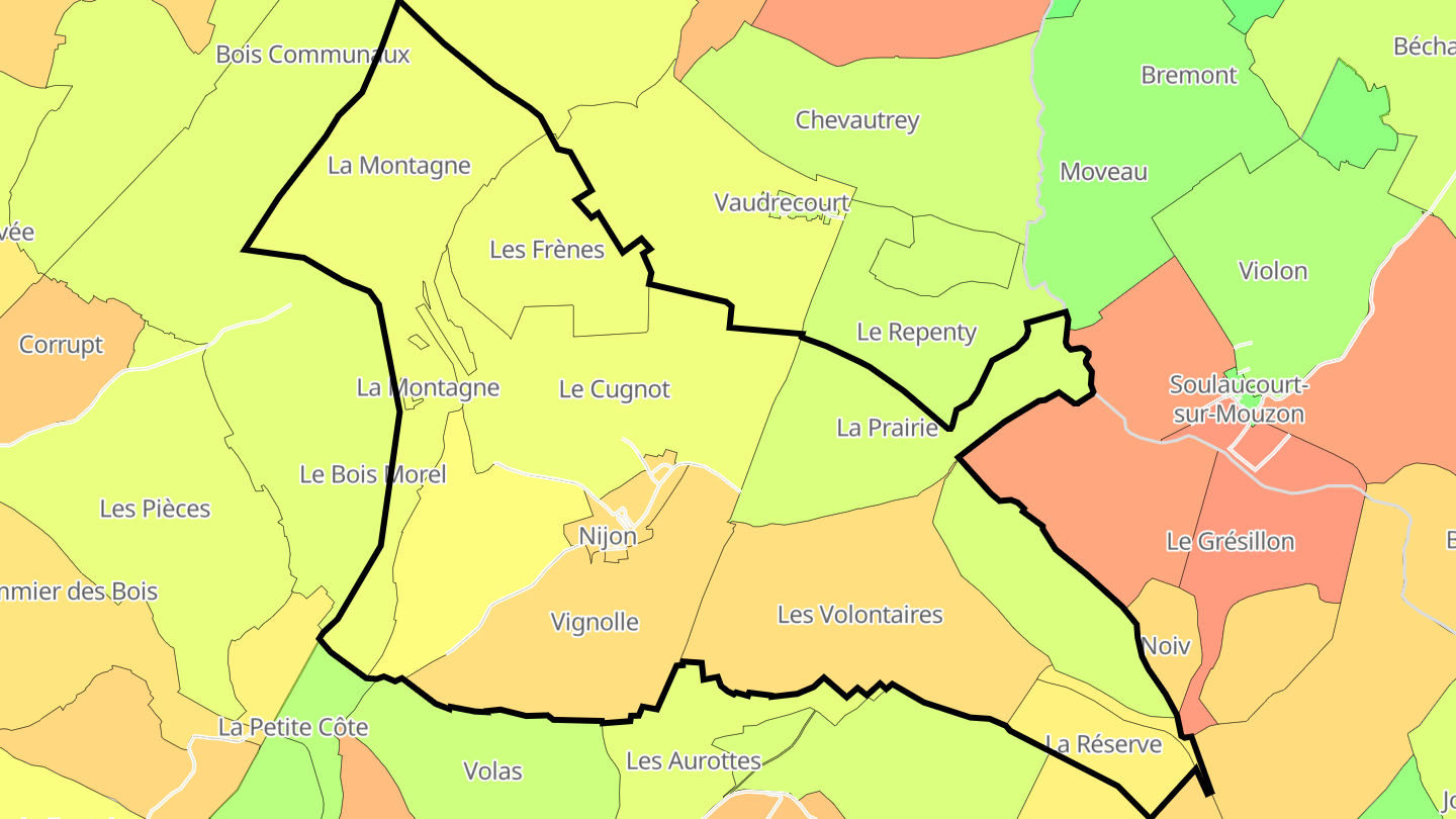 Carte des prix de l'immobilier Nijon