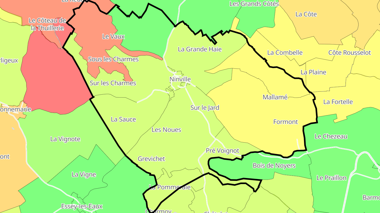 Carte des prix de l'immobilier Ninville