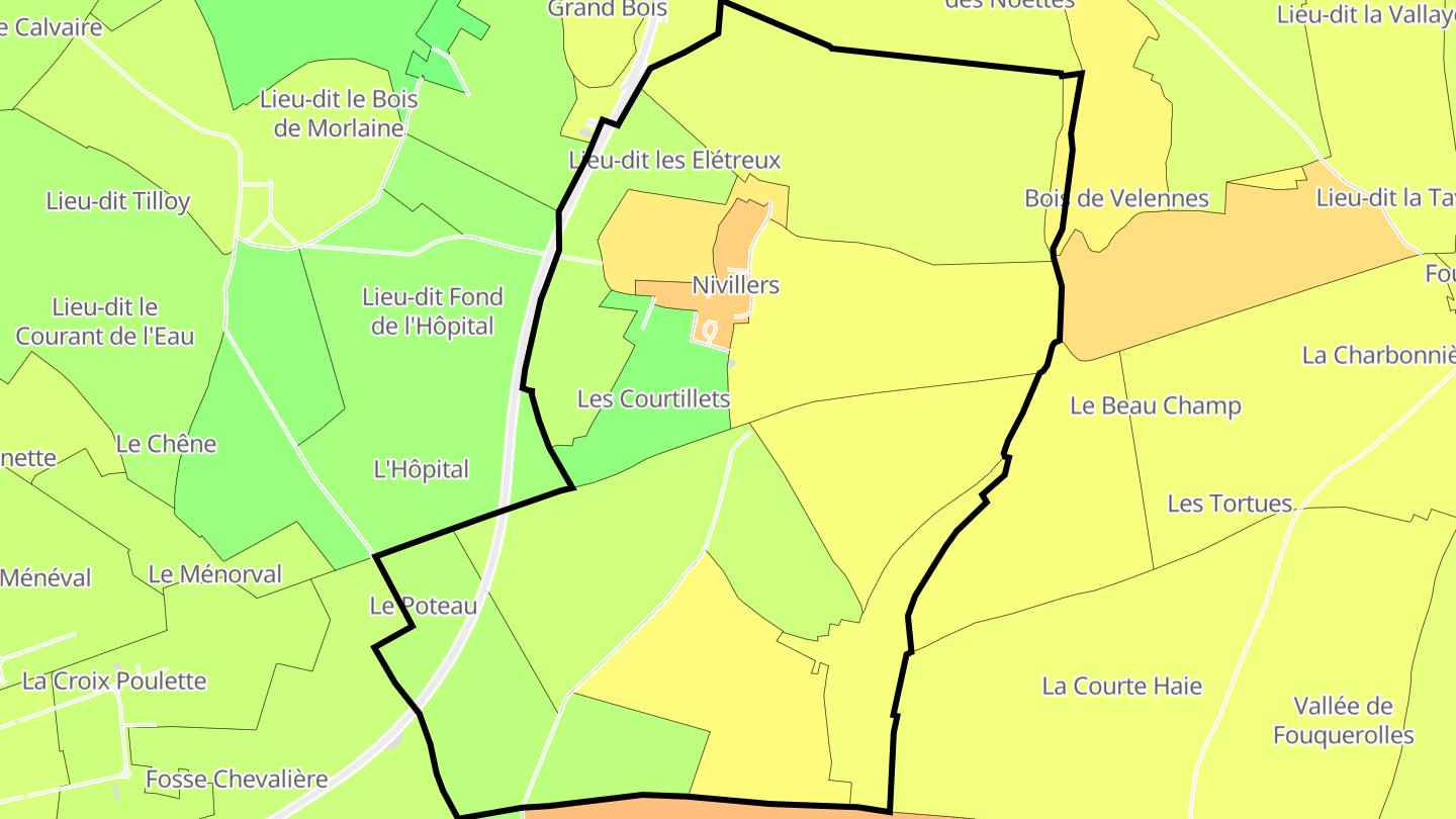 Carte des prix de l'immobilier Nivillers
