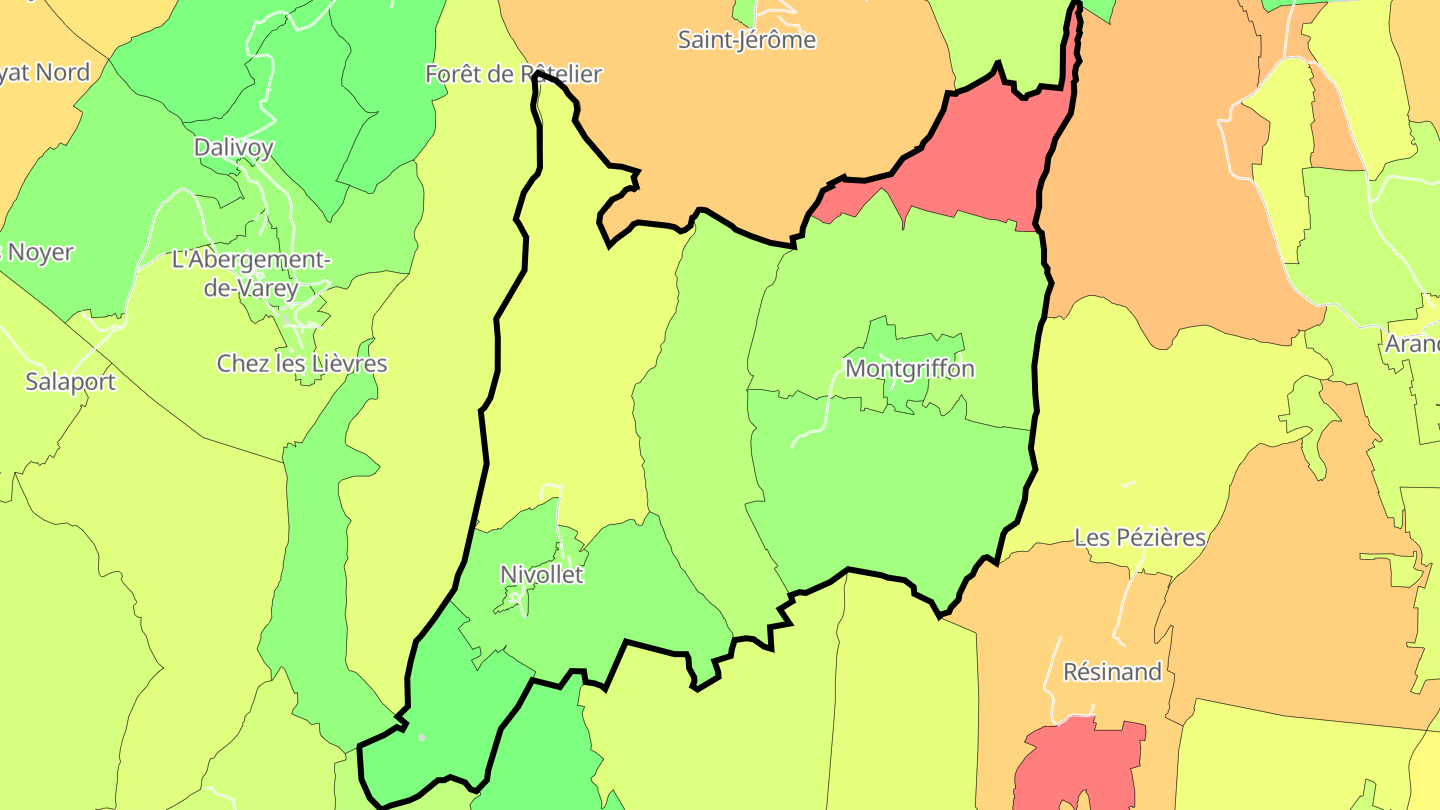 Carte des prix de l'immobilier Nivollet-Montgriffon