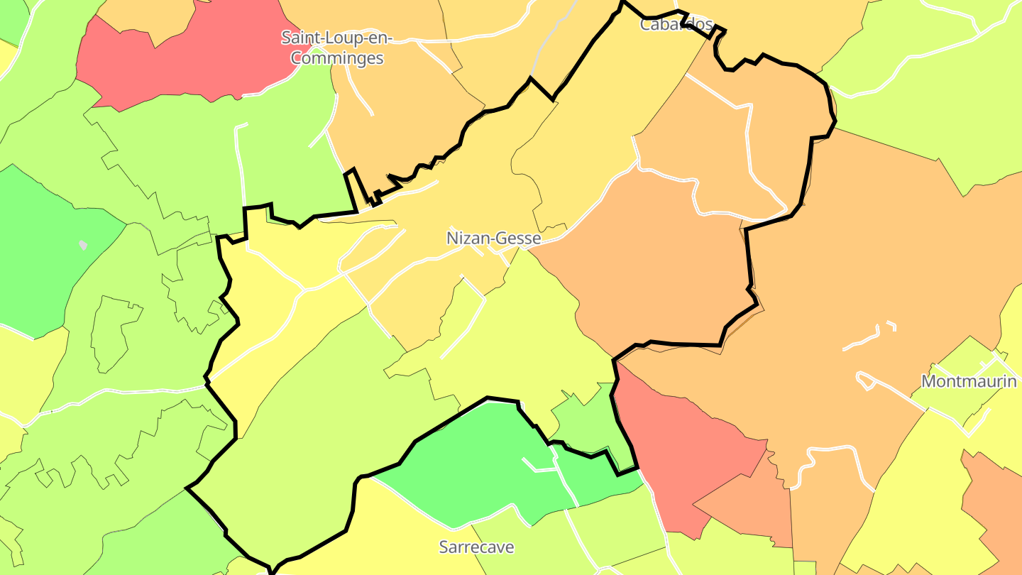 Carte des prix de l'immobilier Nizan-Gesse