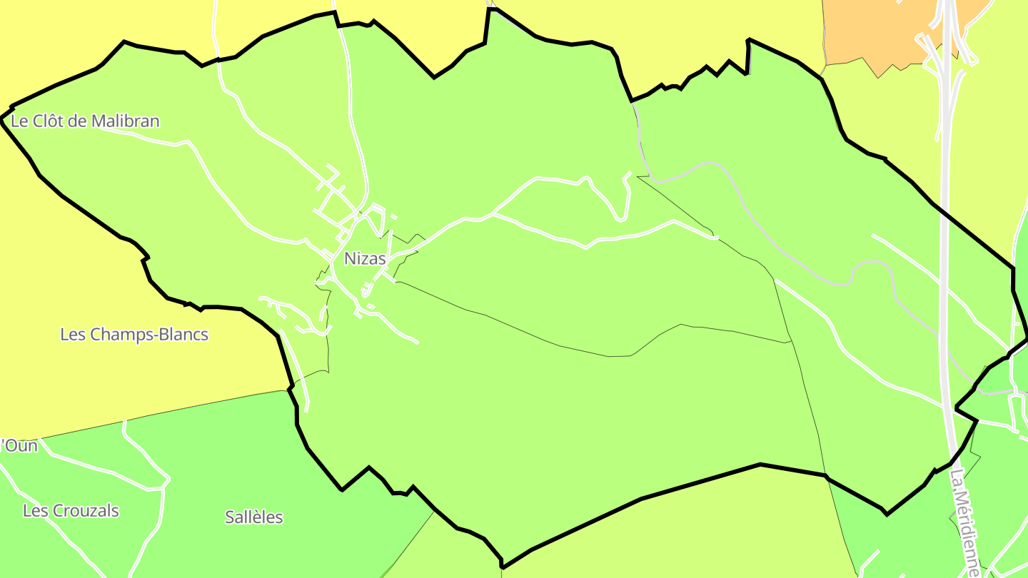 Carte des prix de l'immobilier Nizas