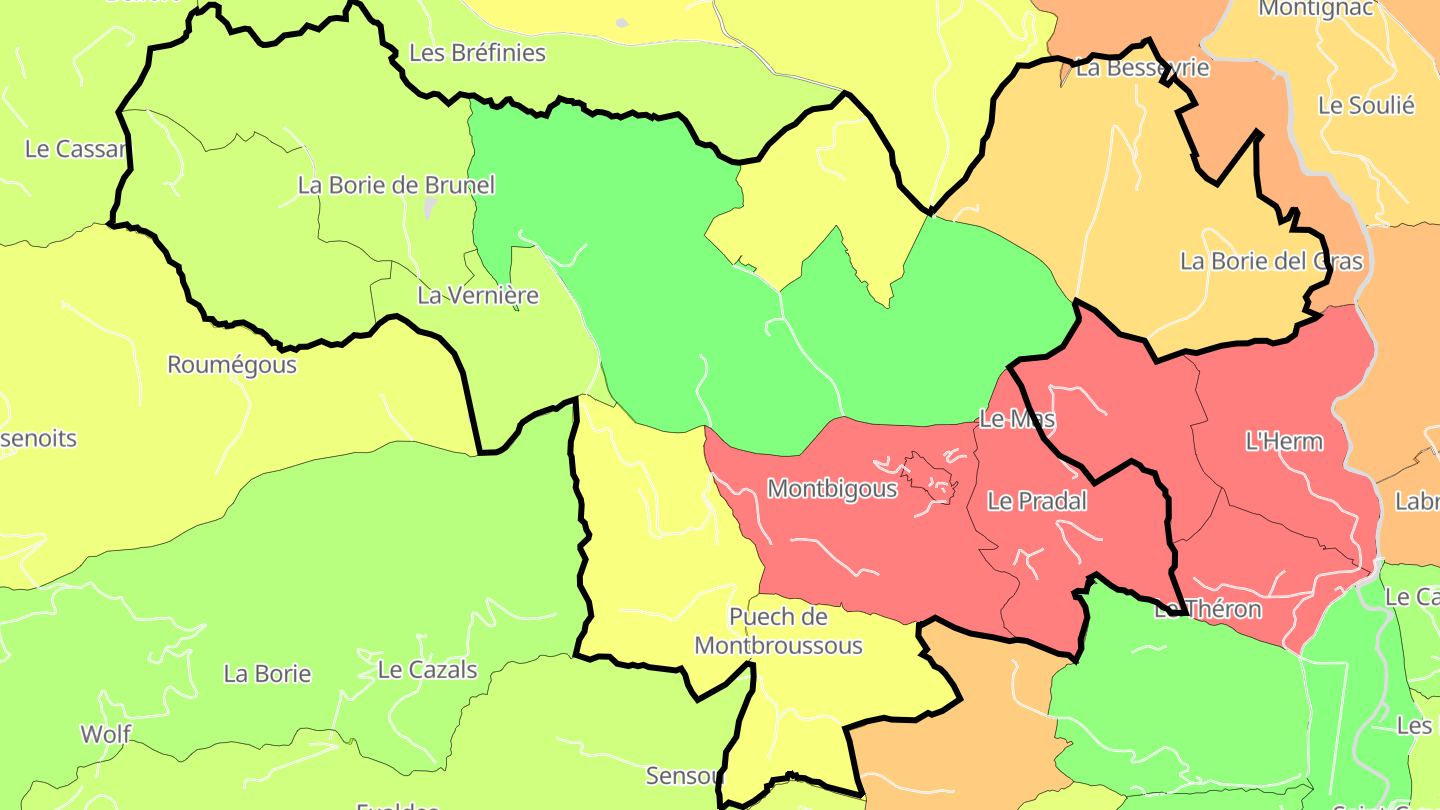 Carte des prix de l'immobilier Noailhac