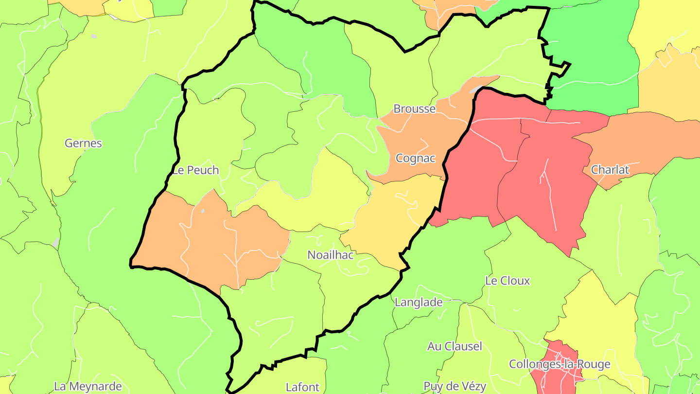 Carte des prix de l'immobilier Noailhac