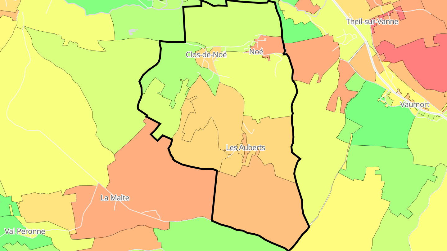 Carte des prix de l'immobilier Noé