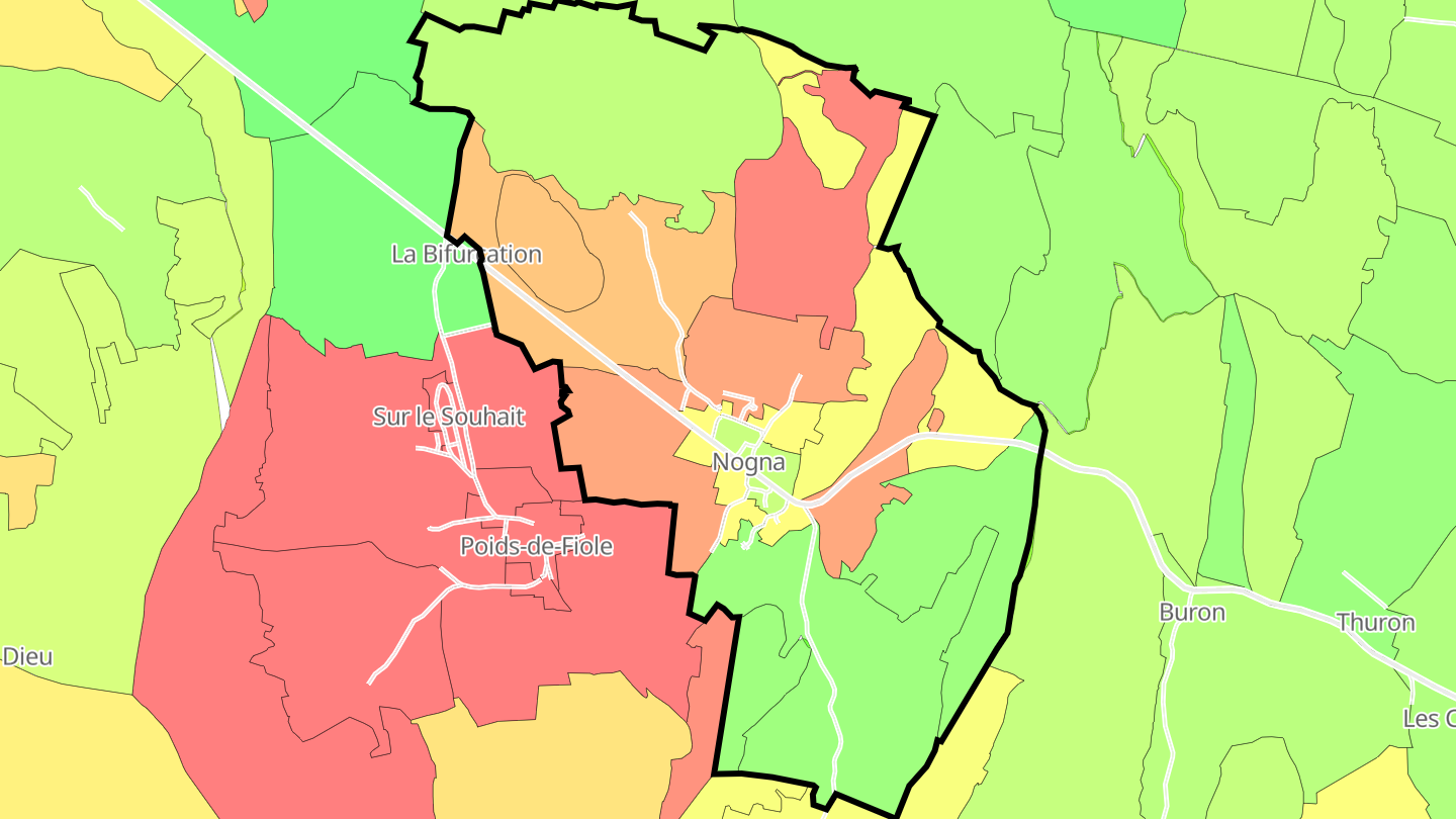 Carte des prix de l'immobilier Nogna