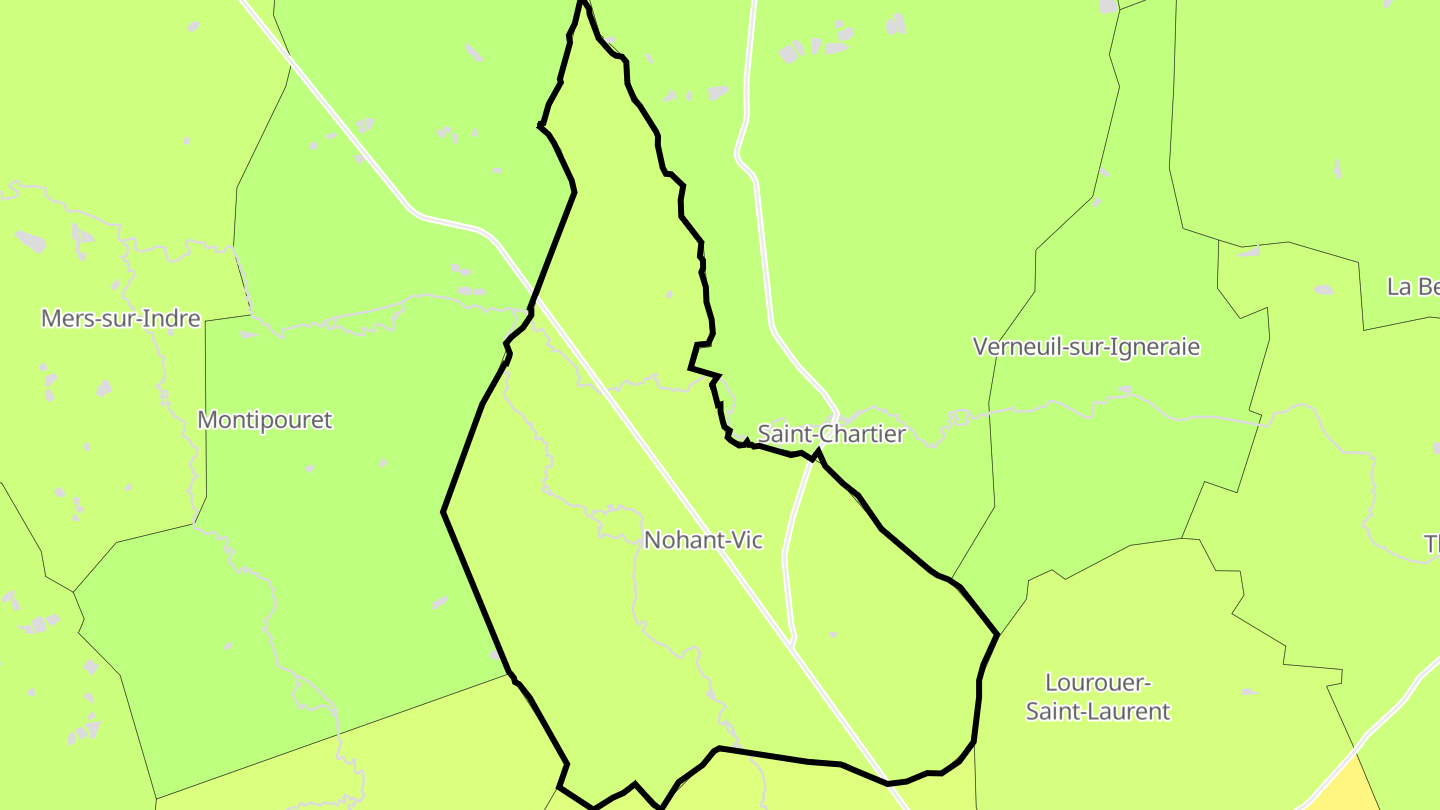 Carte des prix de l'immobilier Nohant-Vic