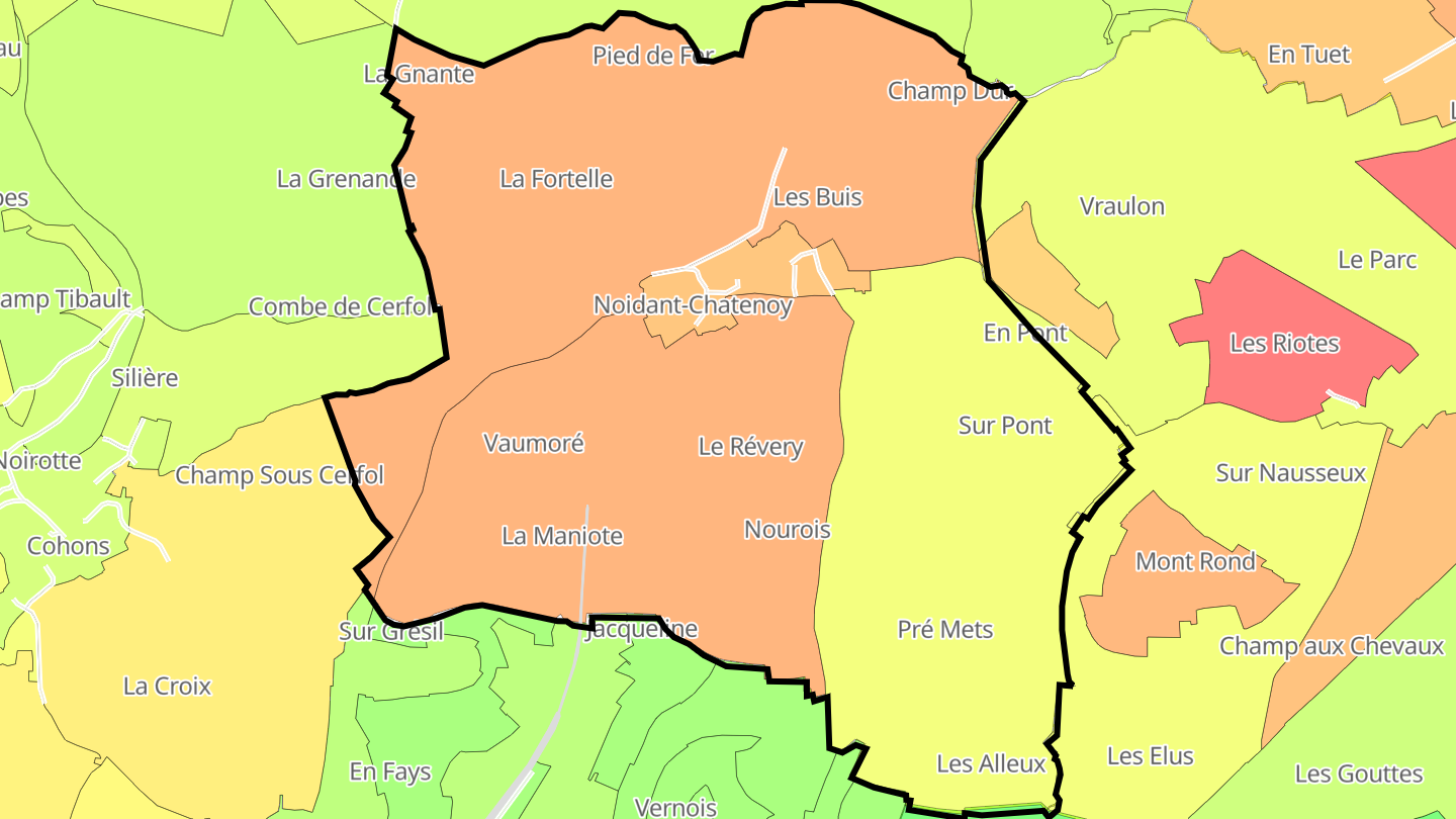 Carte des prix de l'immobilier Noidant-Chatenoy