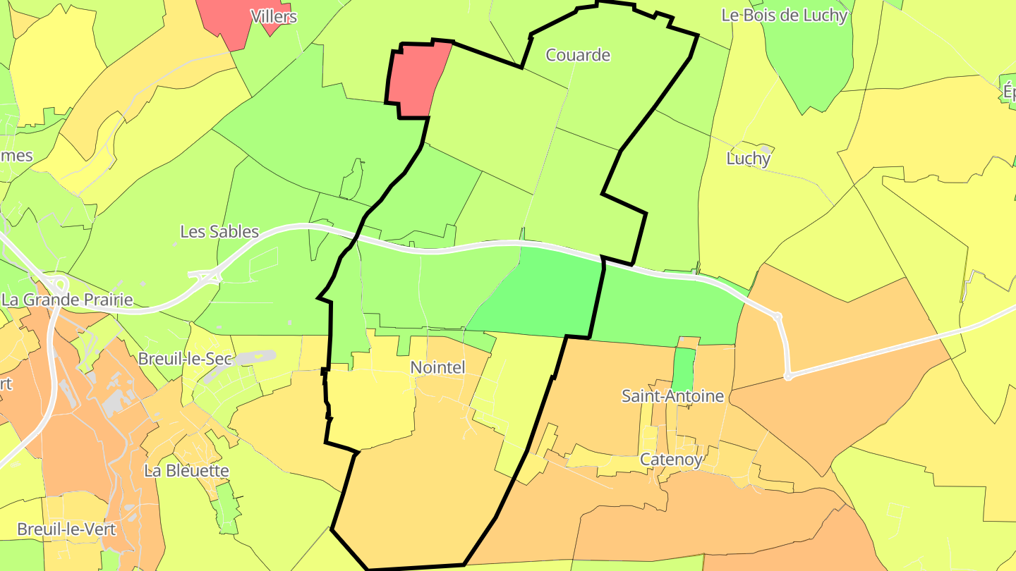 Carte des prix de l'immobilier Nointel