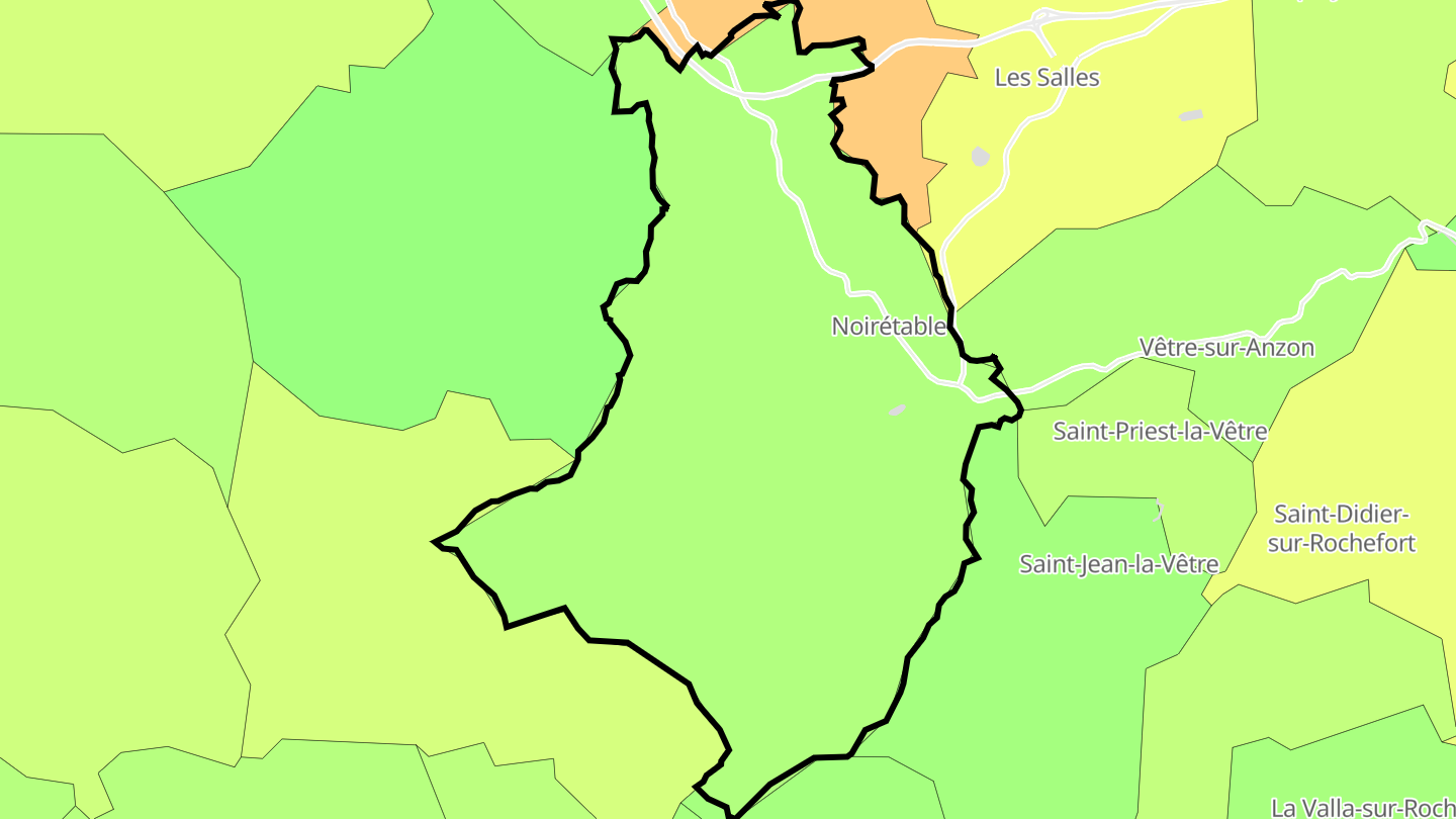 Carte des prix de l'immobilier Noirétable