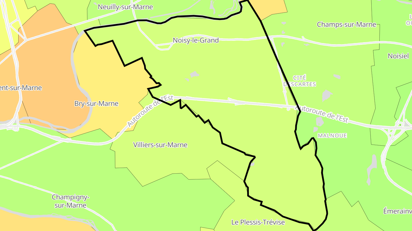 Carte des prix de l'immobilier Noisy-le-Grand