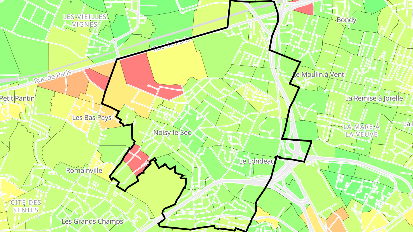 Carte des prix de l'immobilier Noisy-le-Sec