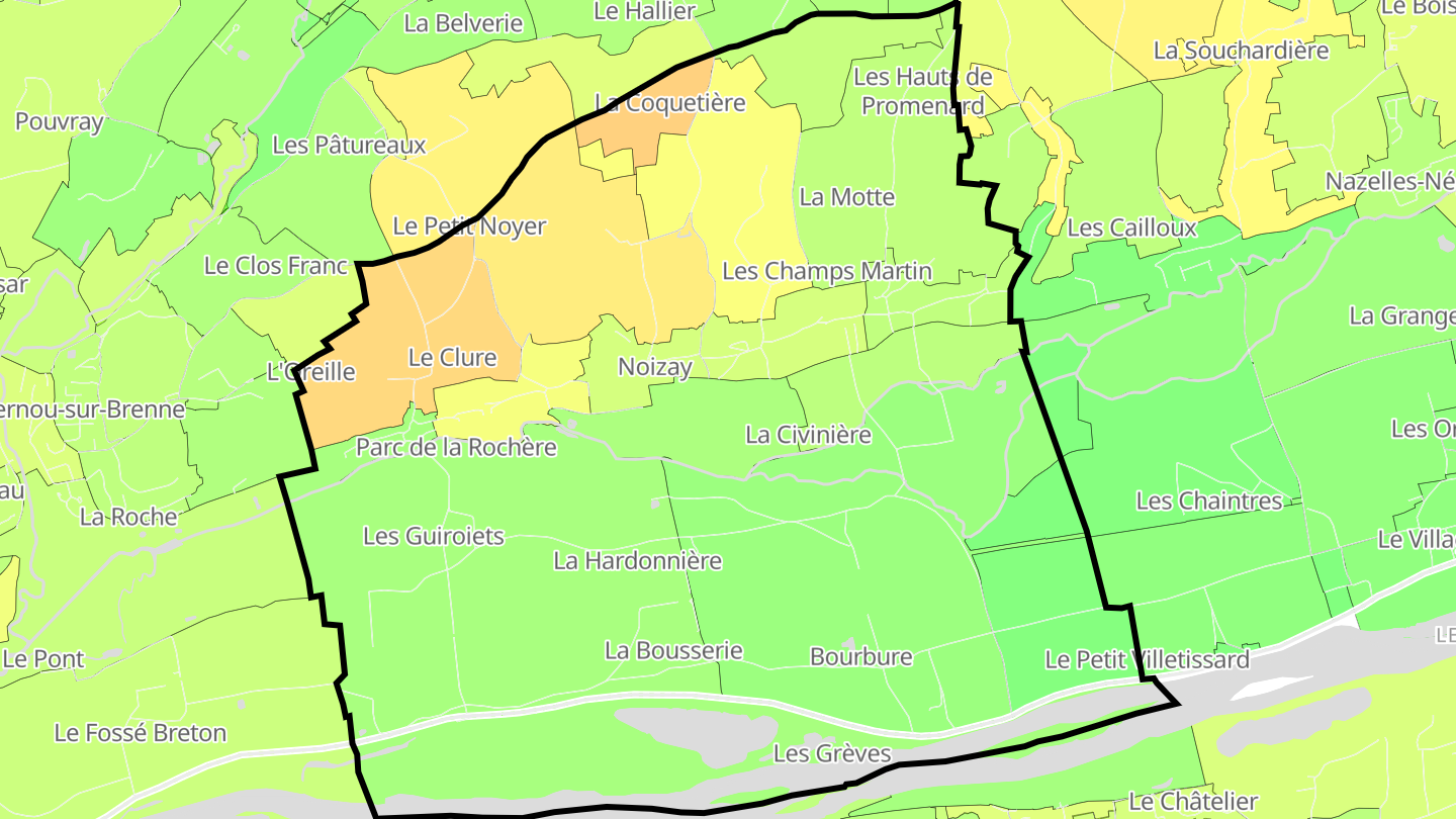 Carte des prix de l'immobilier Noizay