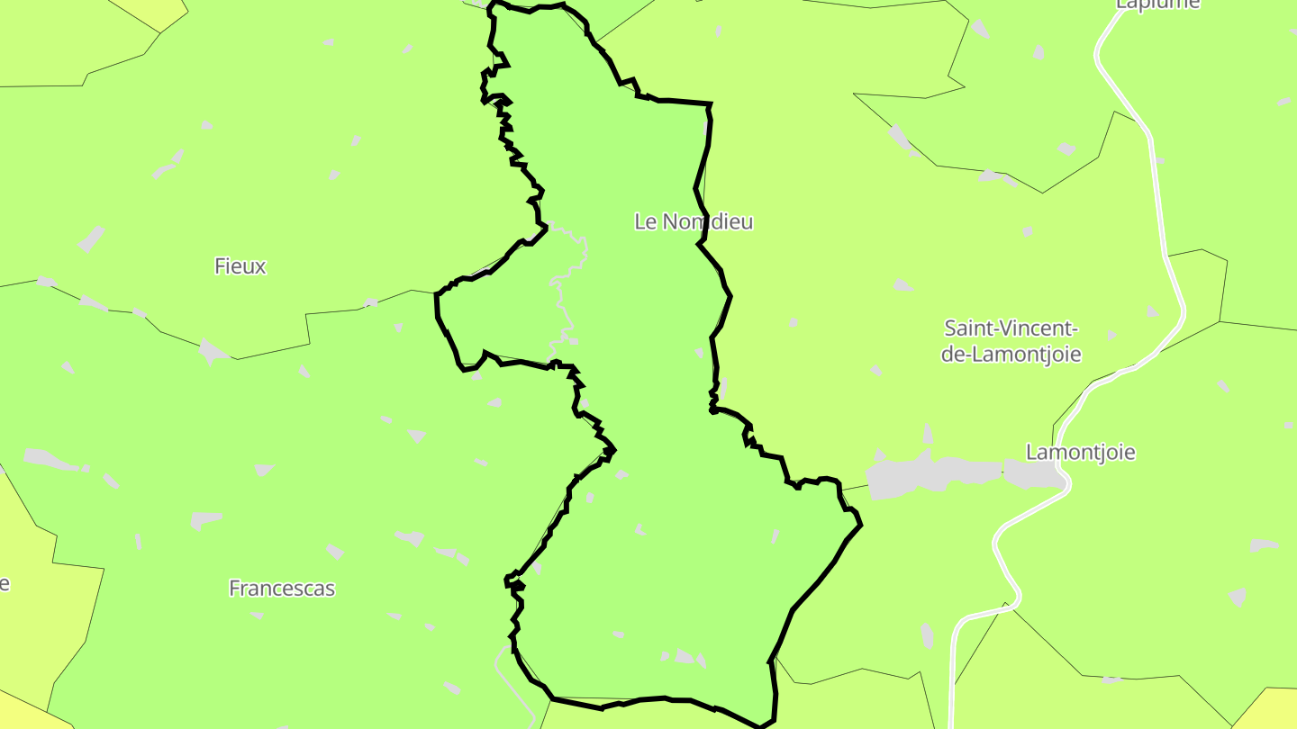 Carte des prix de l'immobilier Nomdieu