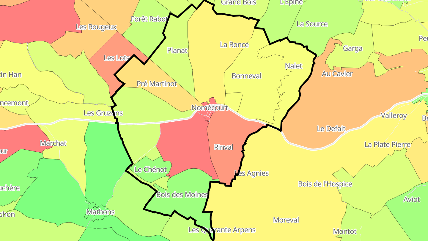 Carte des prix de l'immobilier Nomécourt