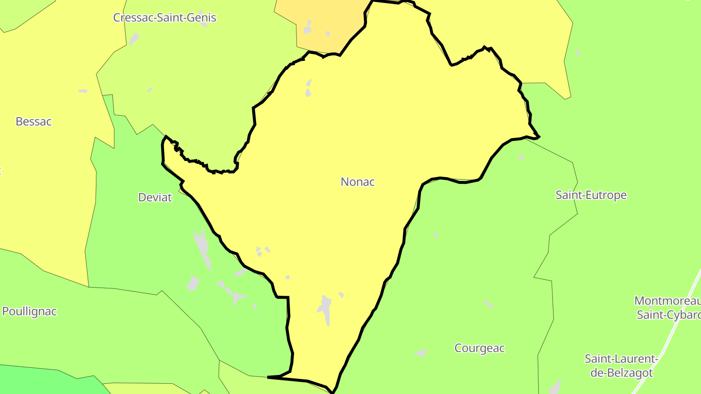 Carte des prix de l'immobilier Nonac