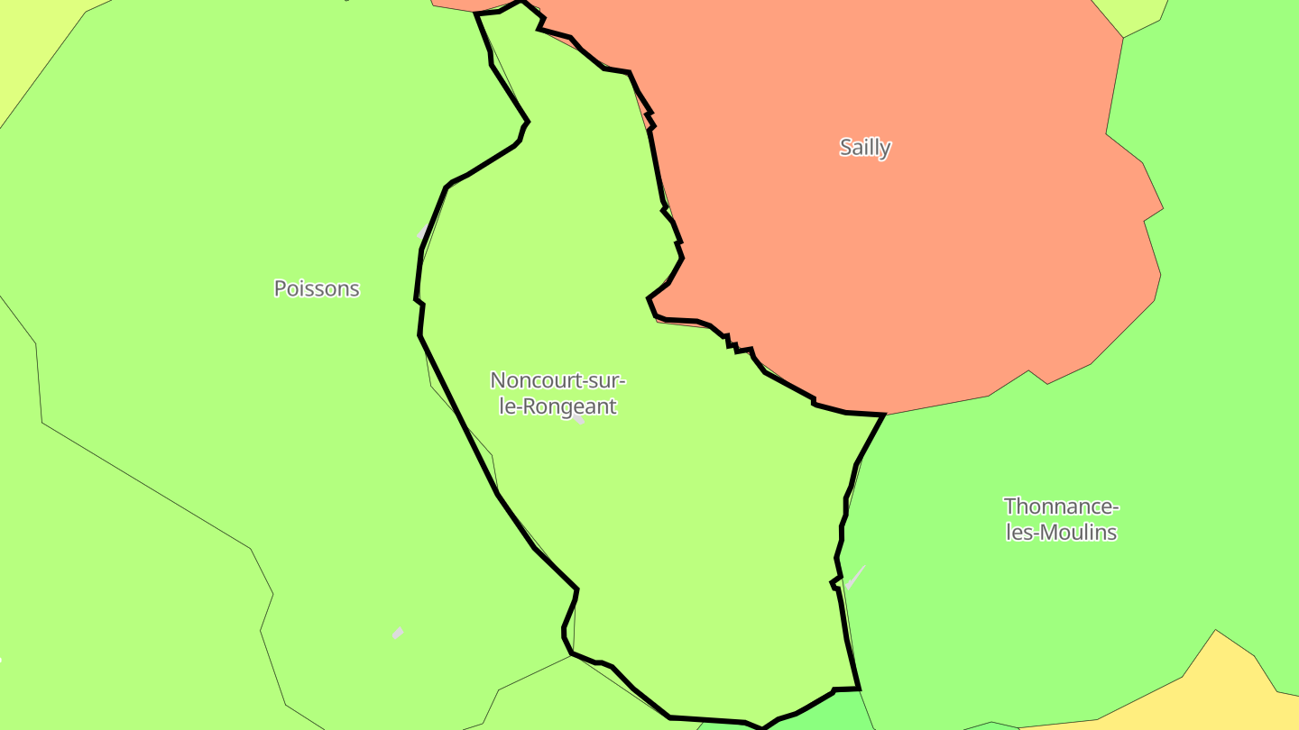 Carte des prix de l'immobilier Noncourt-sur-le-Rongeant