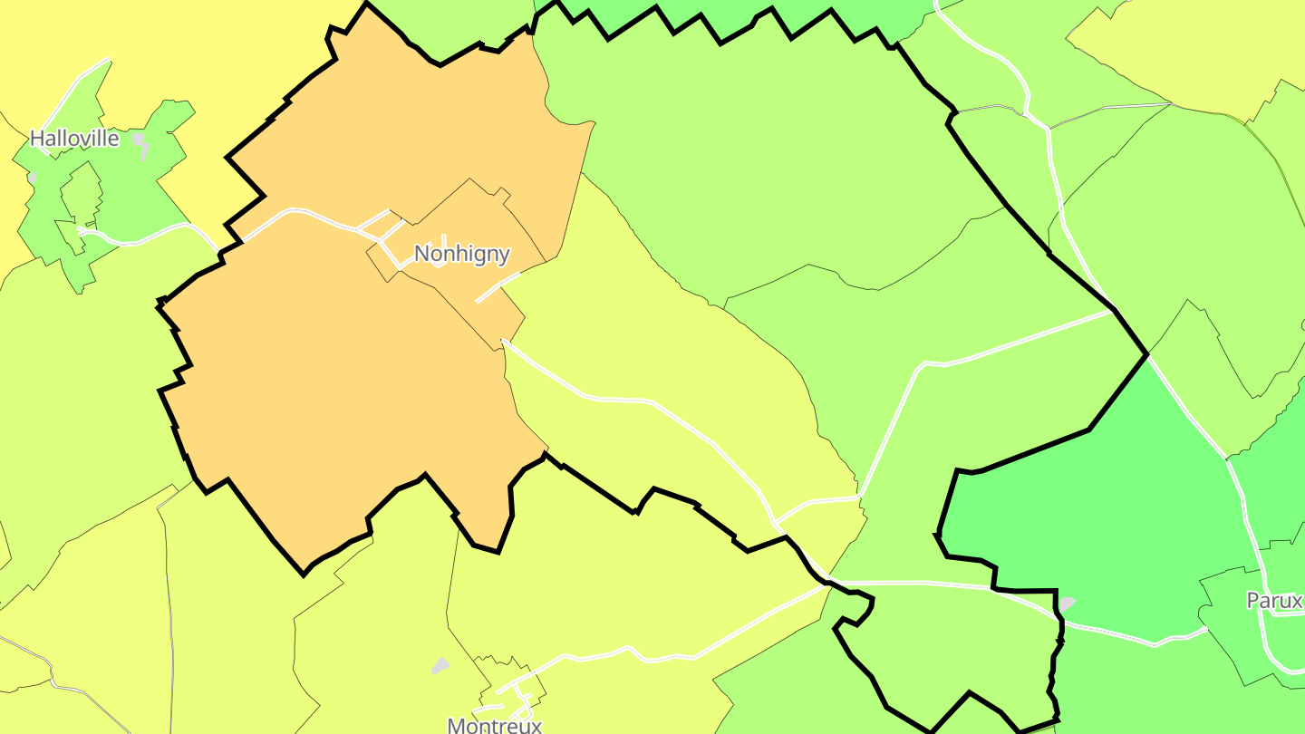 Carte des prix de l'immobilier Nonhigny