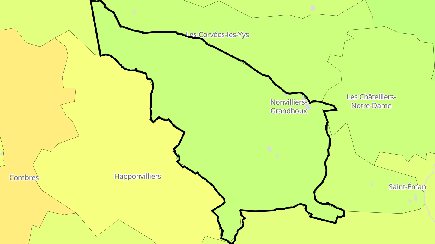 Carte des prix de l'immobilier Nonvilliers-Grandhoux