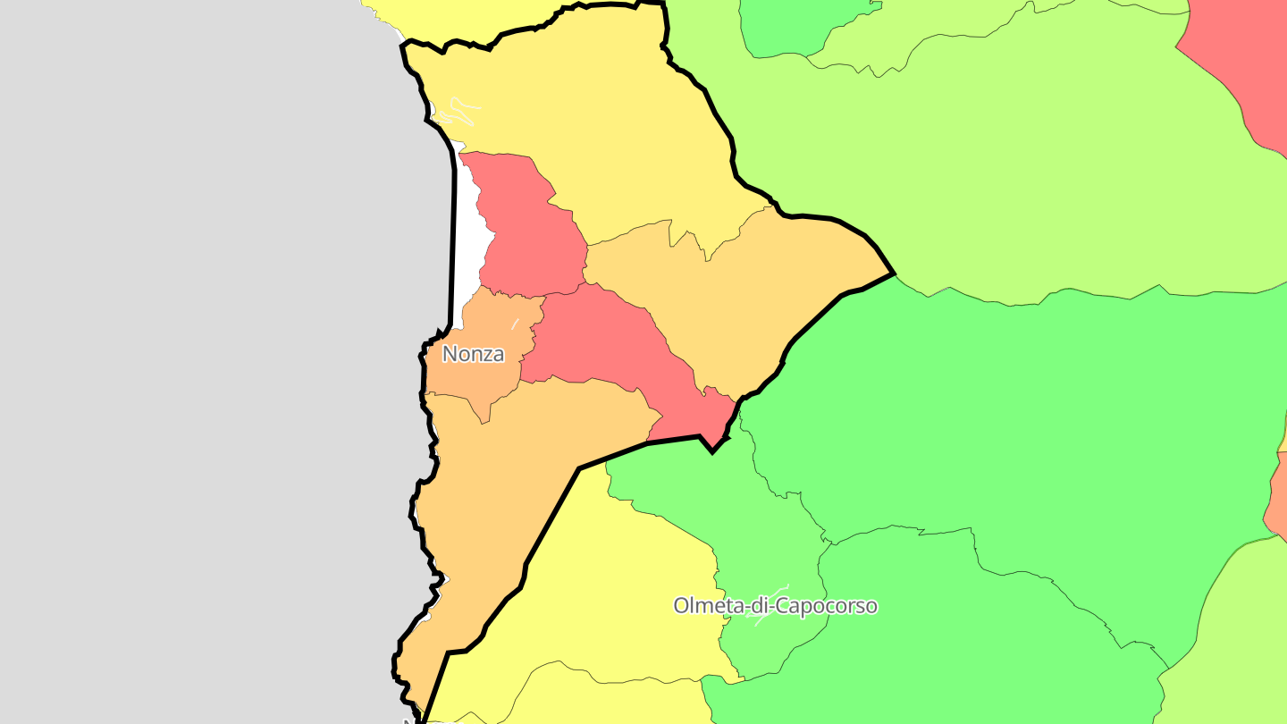 Carte des prix de l'immobilier Nonza