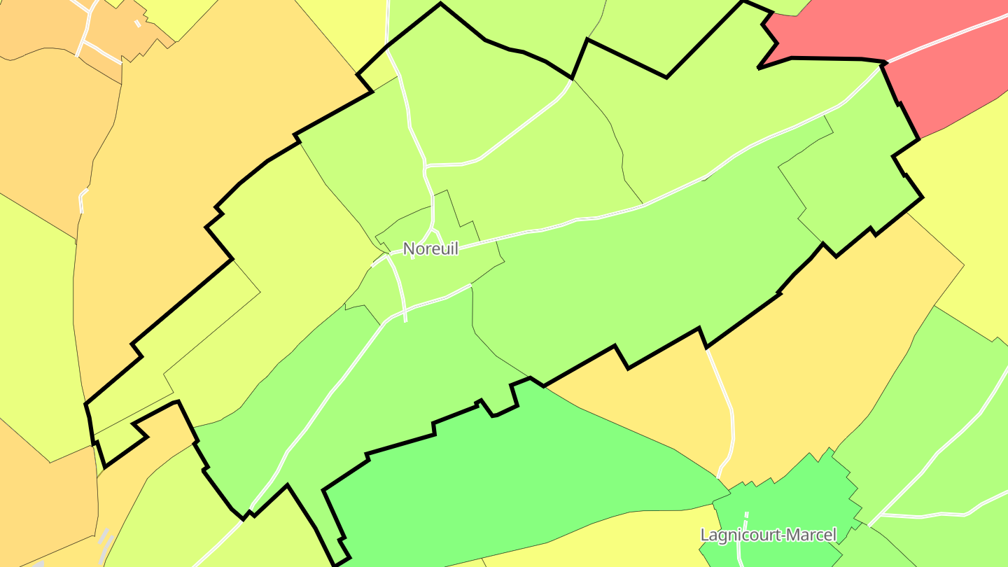 Carte des prix de l'immobilier Noreuil