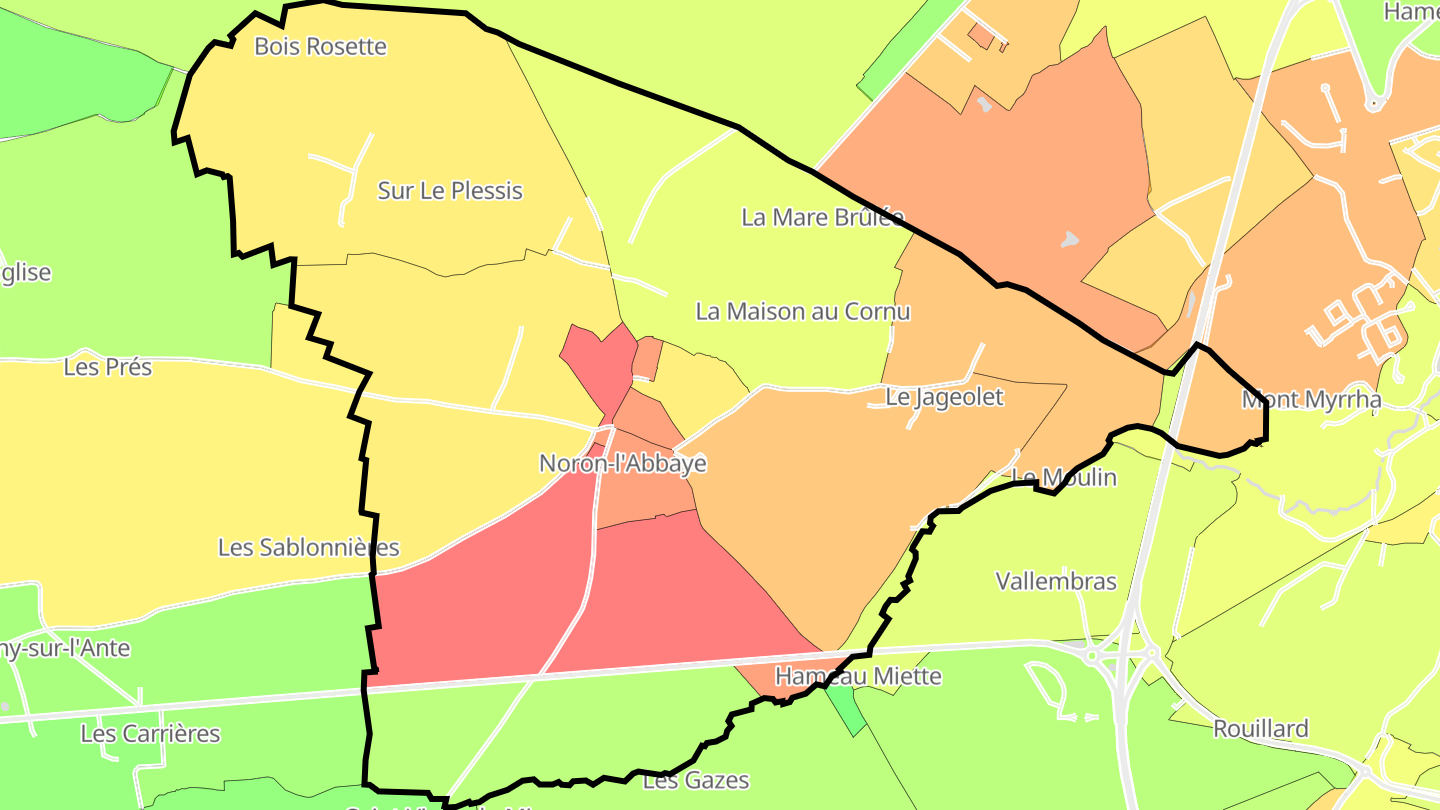 Carte des prix de l'immobilier Noron-l'Abbaye