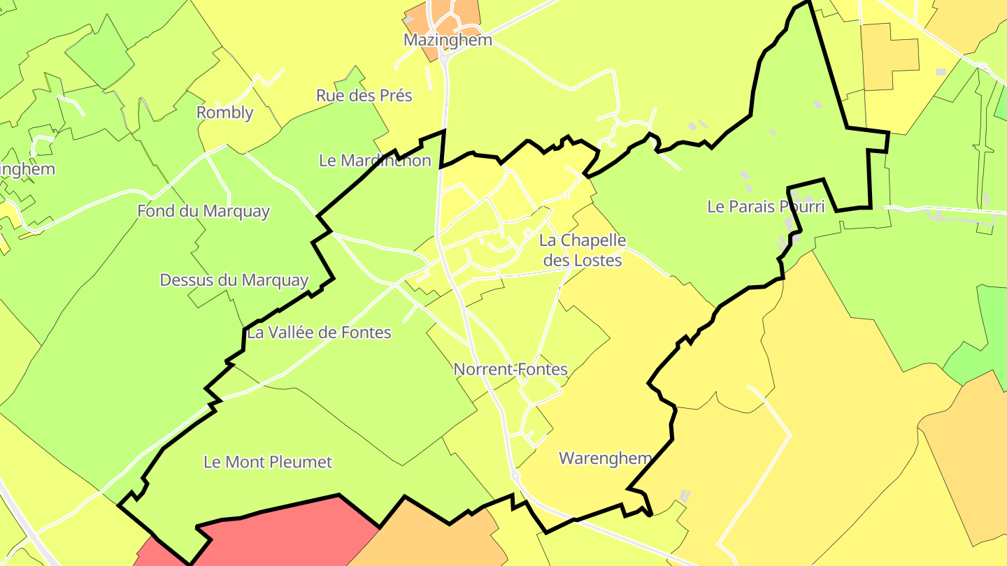 Carte des prix de l'immobilier Norrent-Fontes