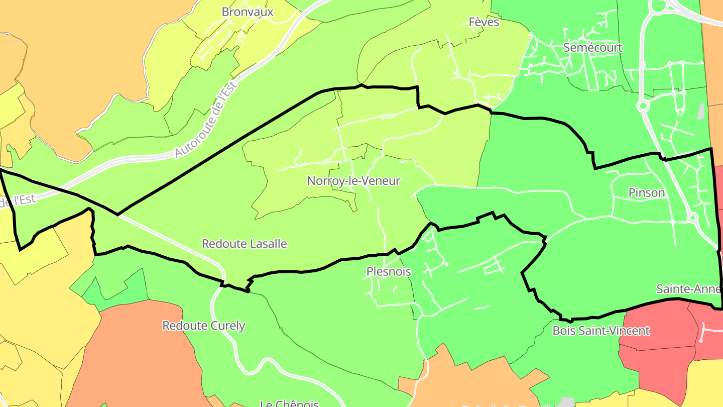 Carte des prix de l'immobilier Norroy-le-Veneur