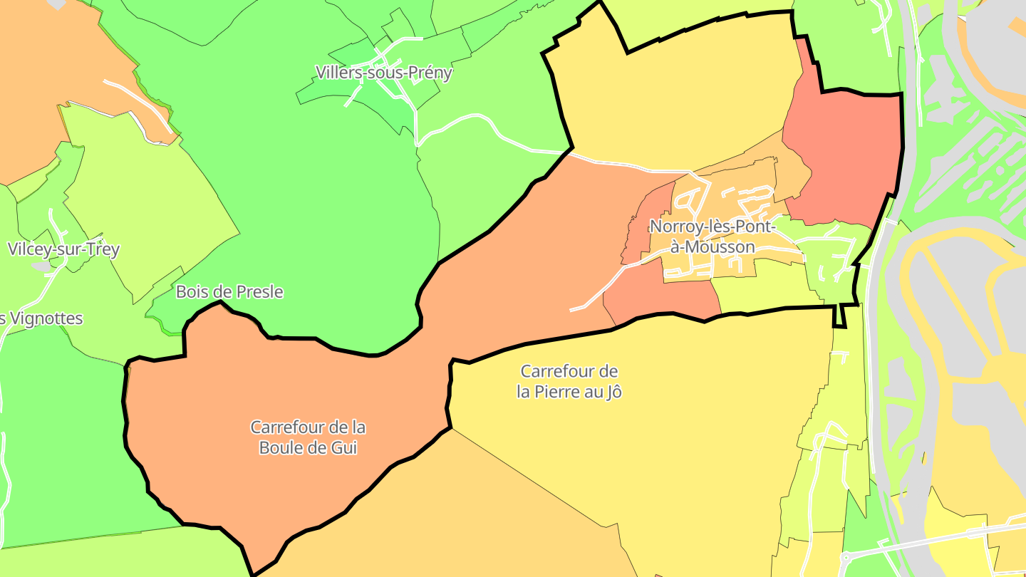 Carte des prix de l'immobilier Norroy-lès-Pont-à-Mousson