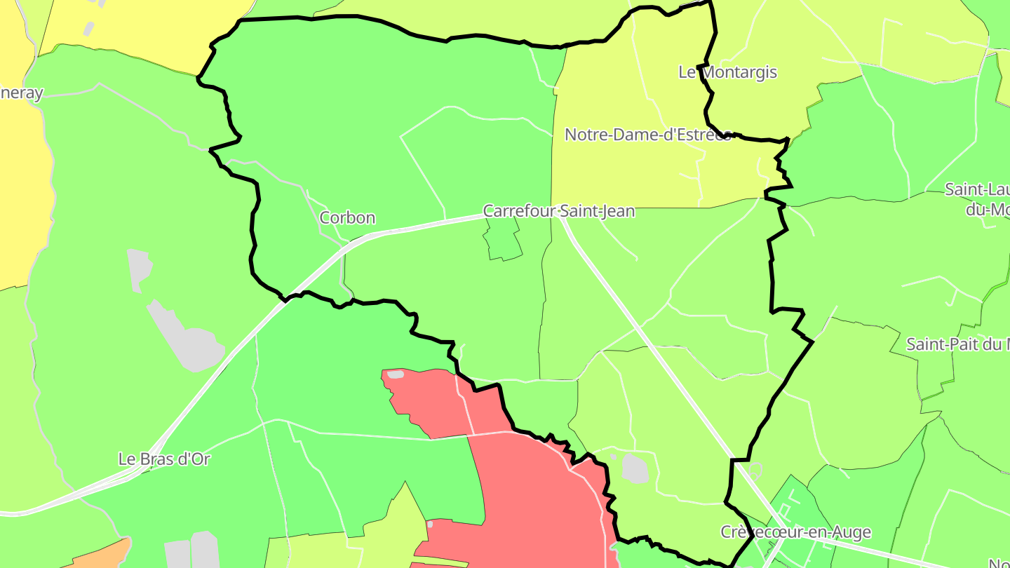 Carte des prix de l'immobilier Notre-Dame-d'Estrées-Corbon