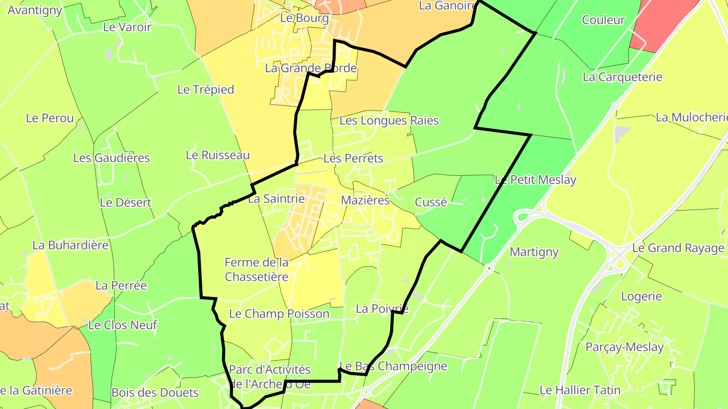 Carte des prix de l'immobilier Notre-Dame-d'Oé