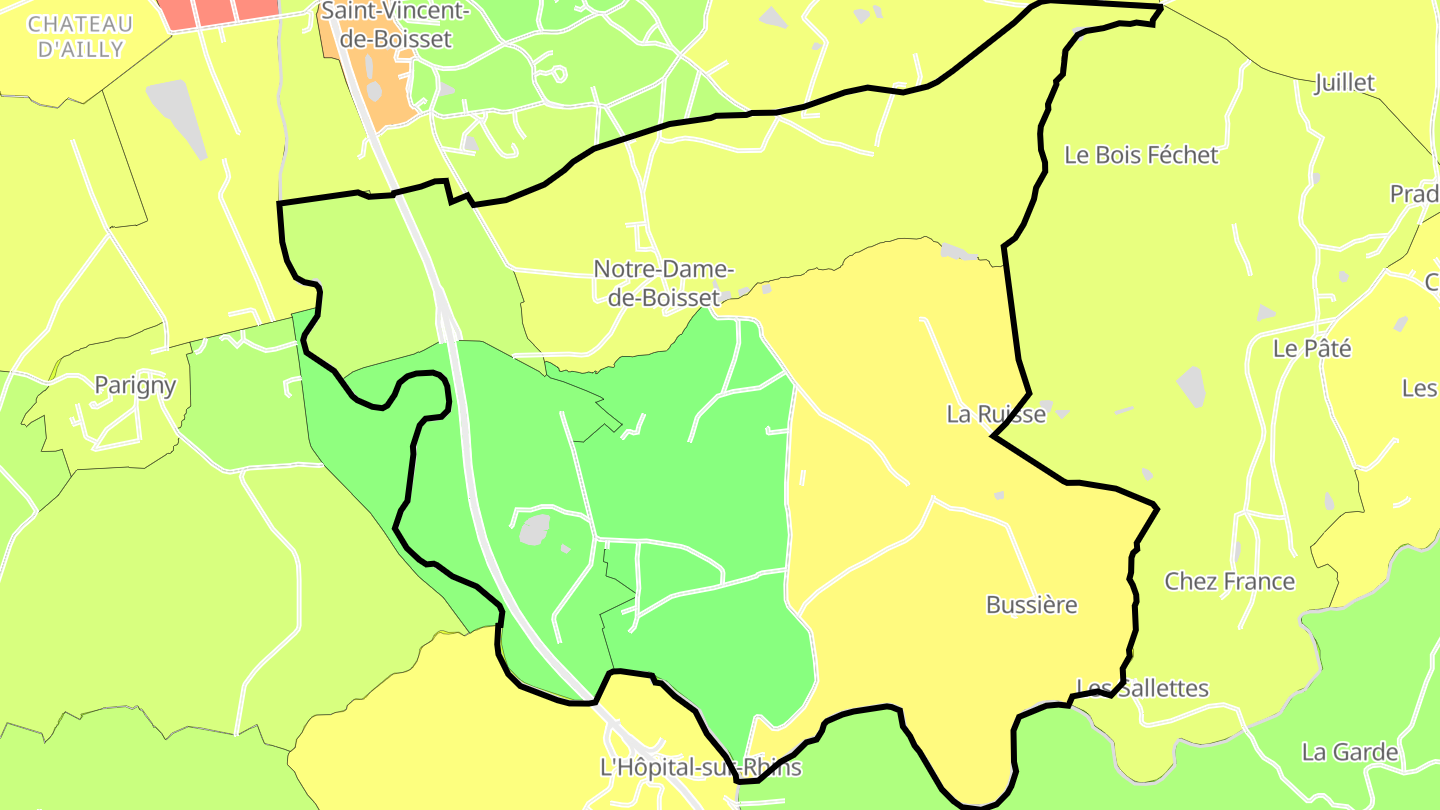 Carte des prix de l'immobilier Notre-Dame-de-Boisset