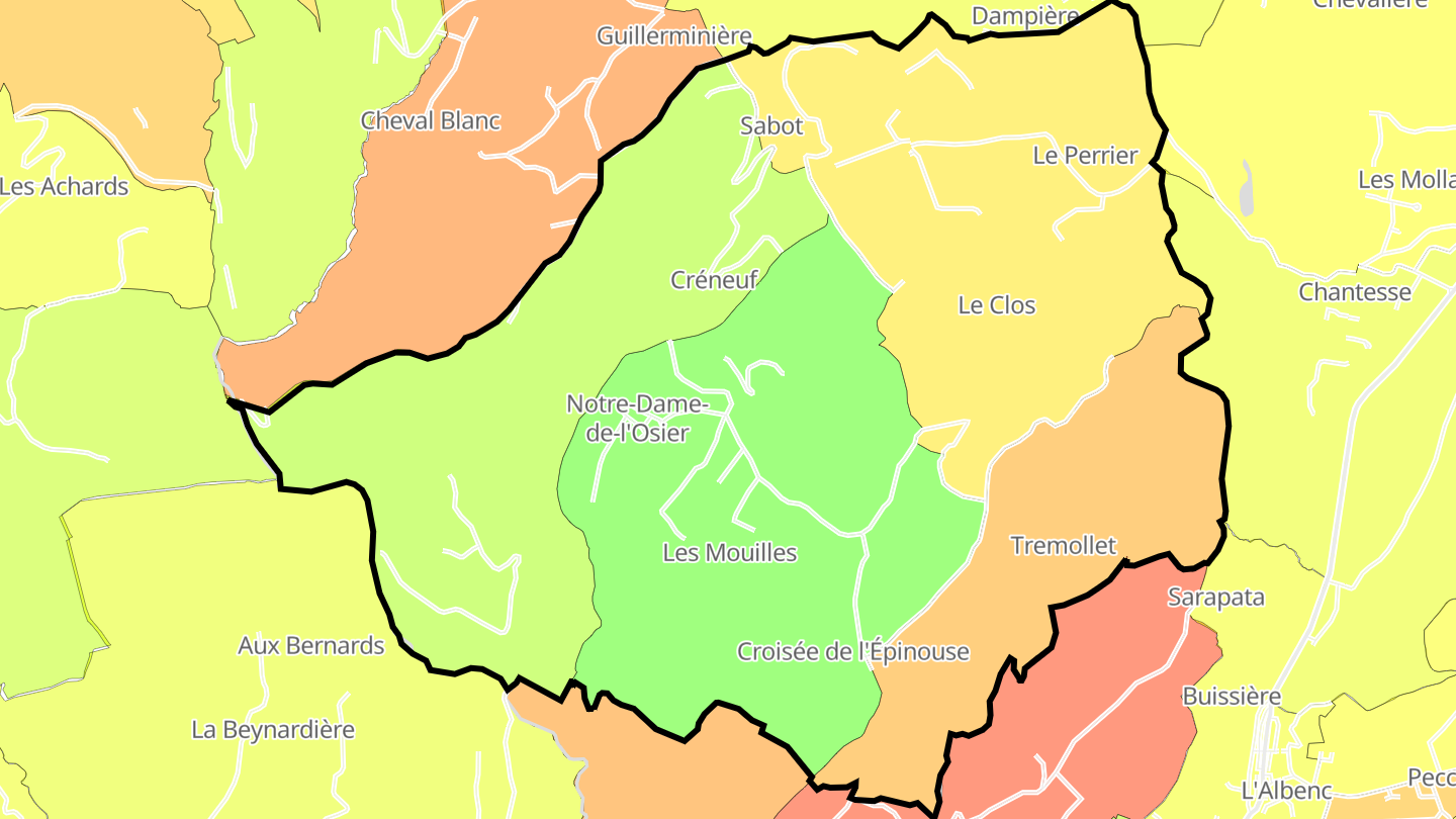 Carte des prix de l'immobilier Notre-Dame-de-l'Osier