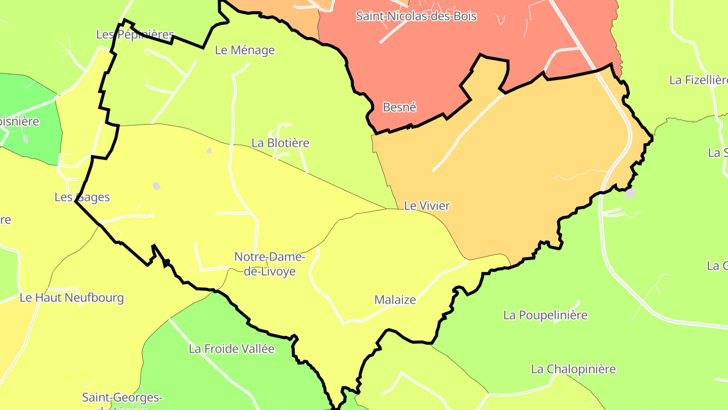 Carte des prix de l'immobilier Notre-Dame-de-Livoye