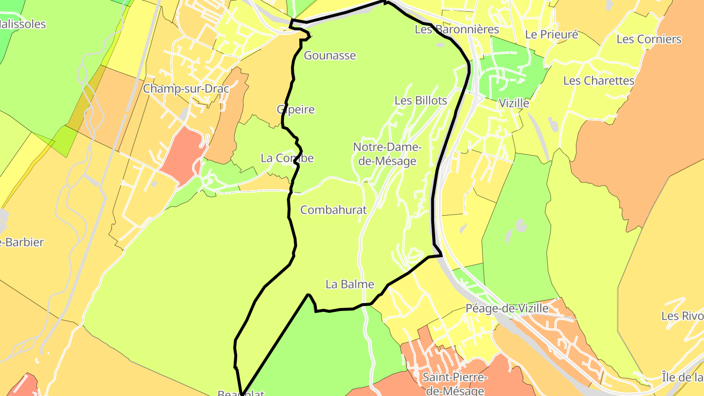 Carte des prix de l'immobilier Notre-Dame-de-Mésage