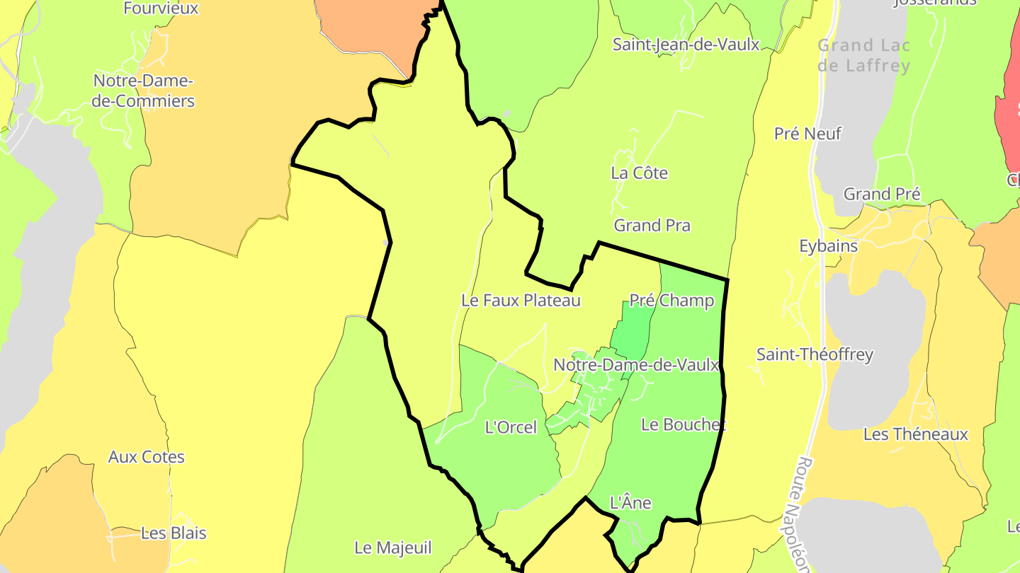 Carte des prix de l'immobilier Notre-Dame-de-Vaulx