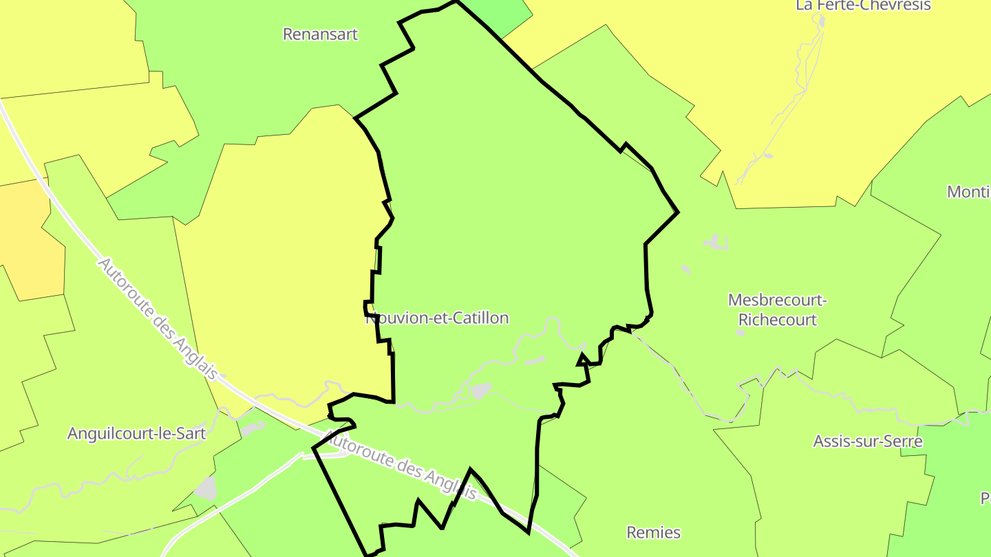 Carte des prix de l'immobilier Nouvion-et-Catillon
