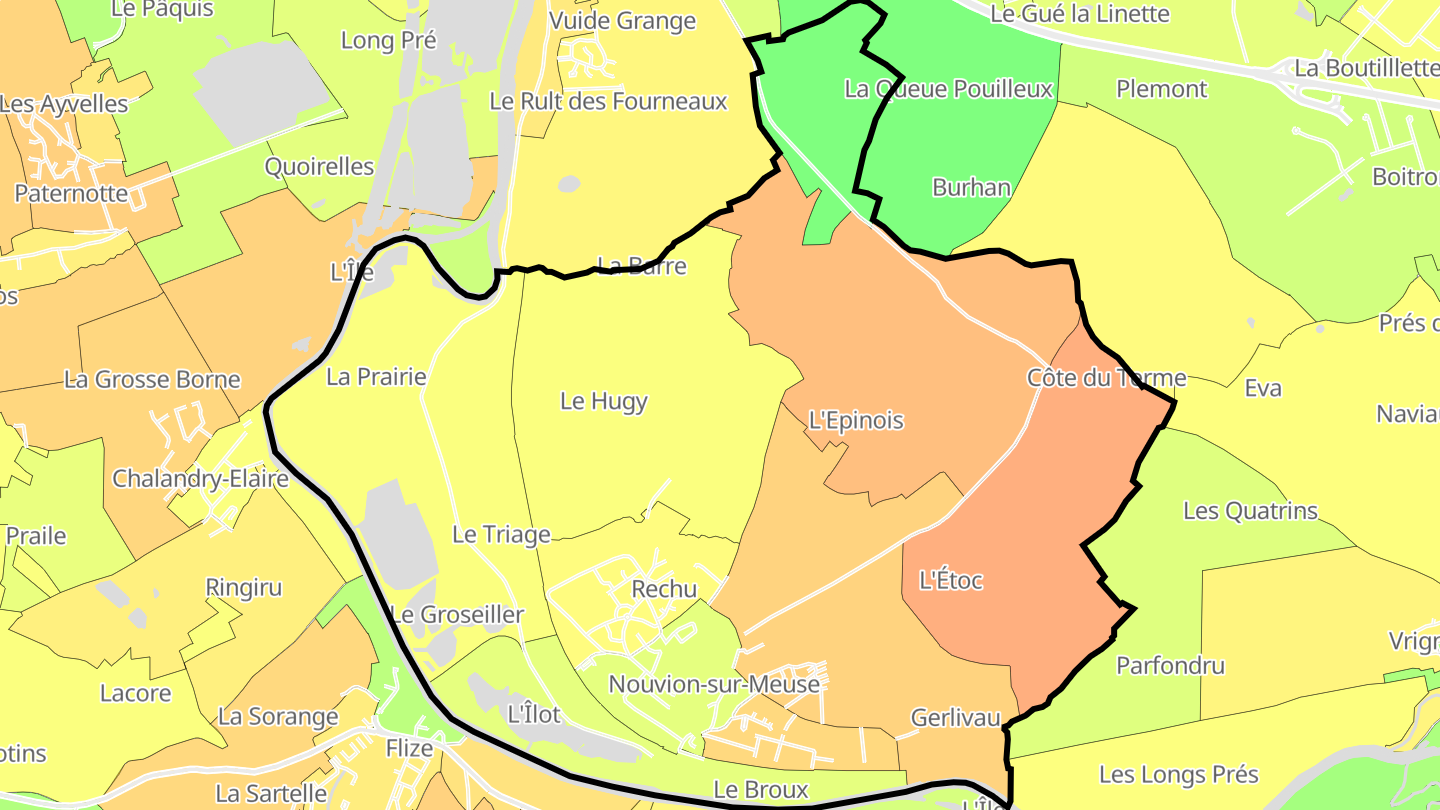Carte des prix de l'immobilier Nouvion-sur-Meuse