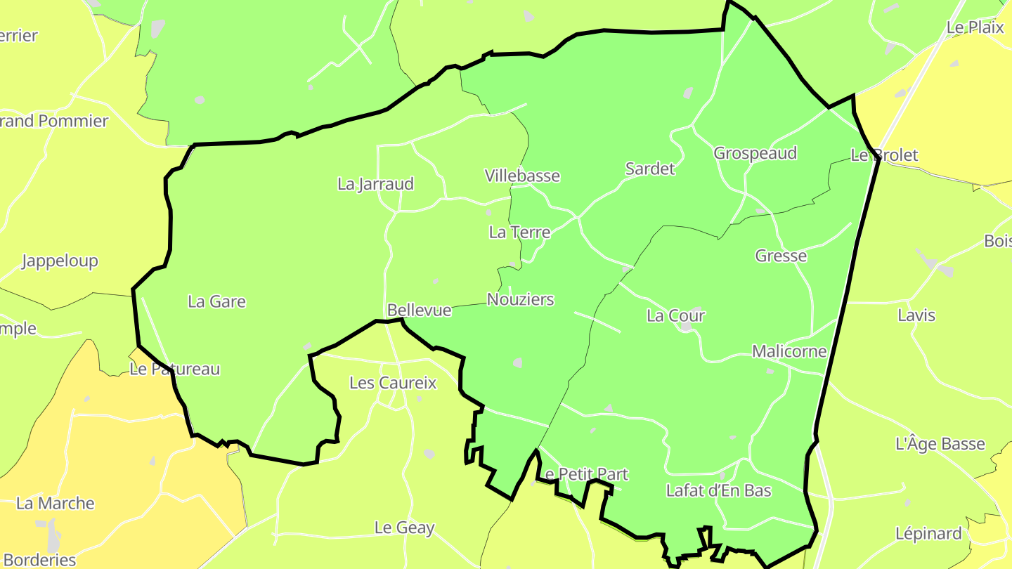 Carte des prix de l'immobilier Nouziers