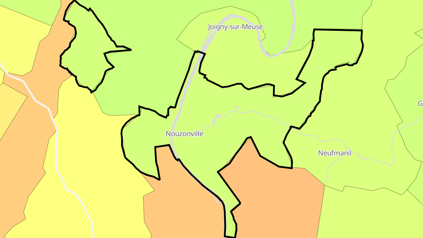 Carte des prix de l'immobilier Nouzonville