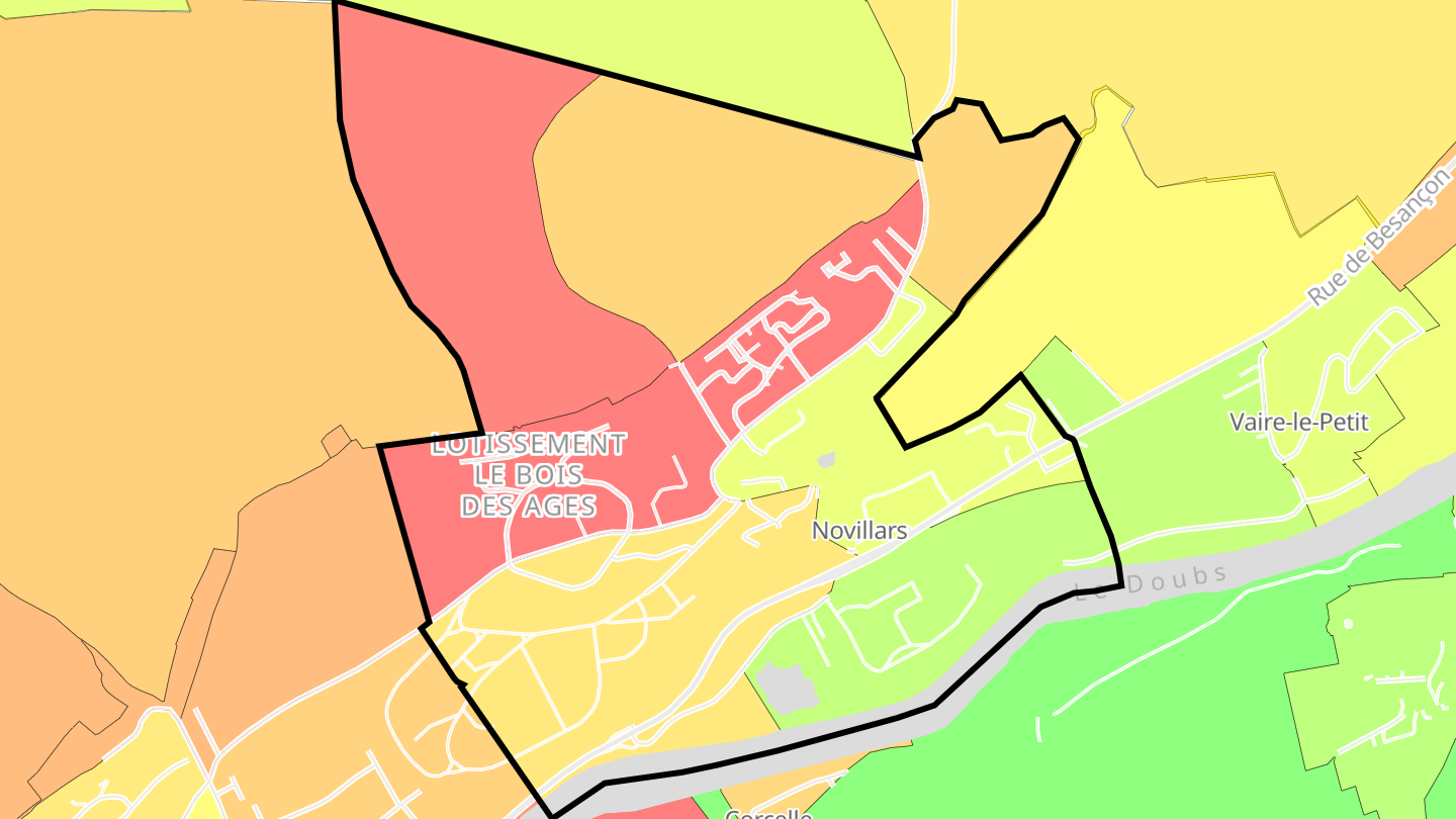 Carte des prix de l'immobilier Novillars