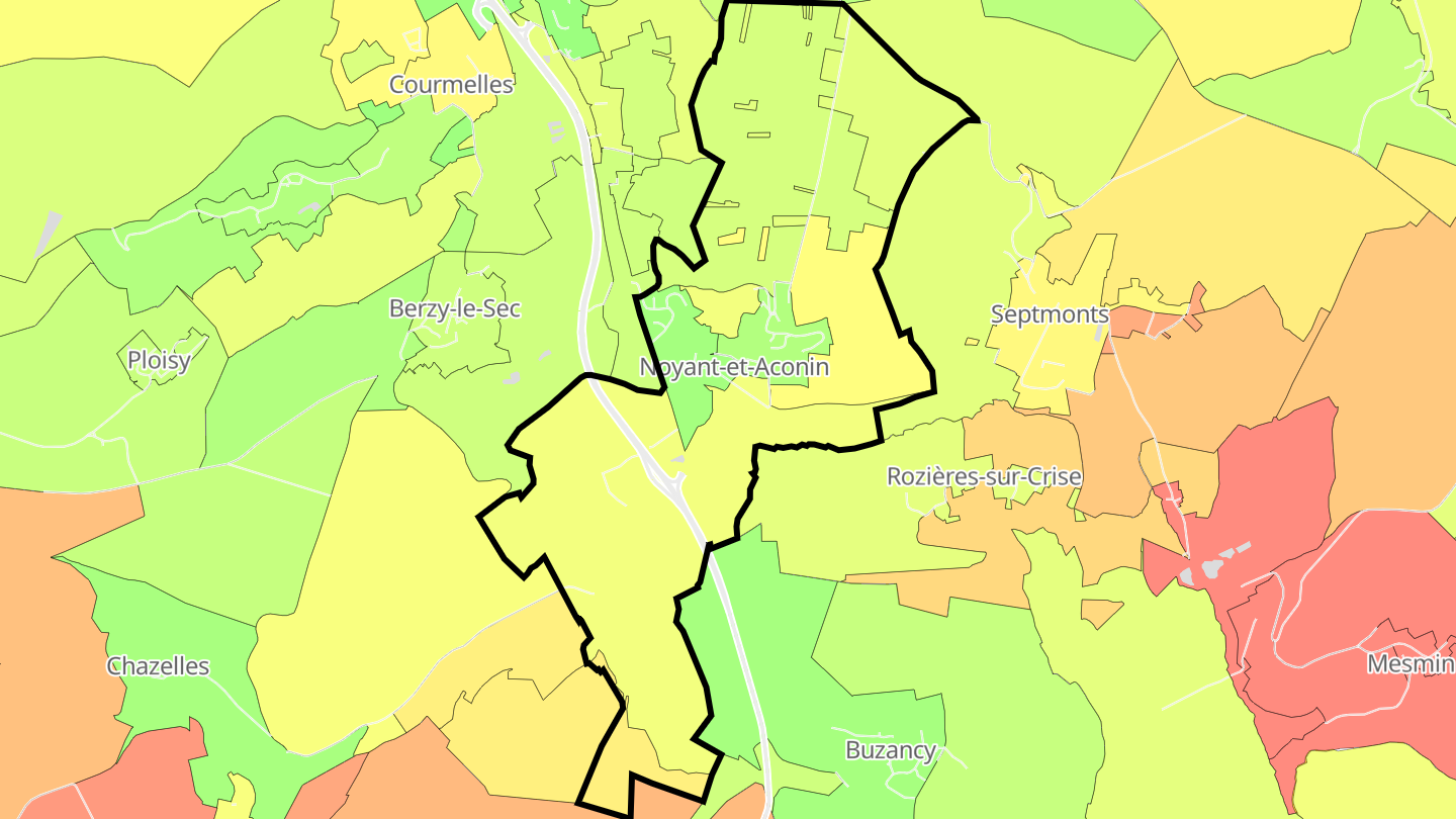 Carte des prix de l'immobilier Noyant-et-Aconin