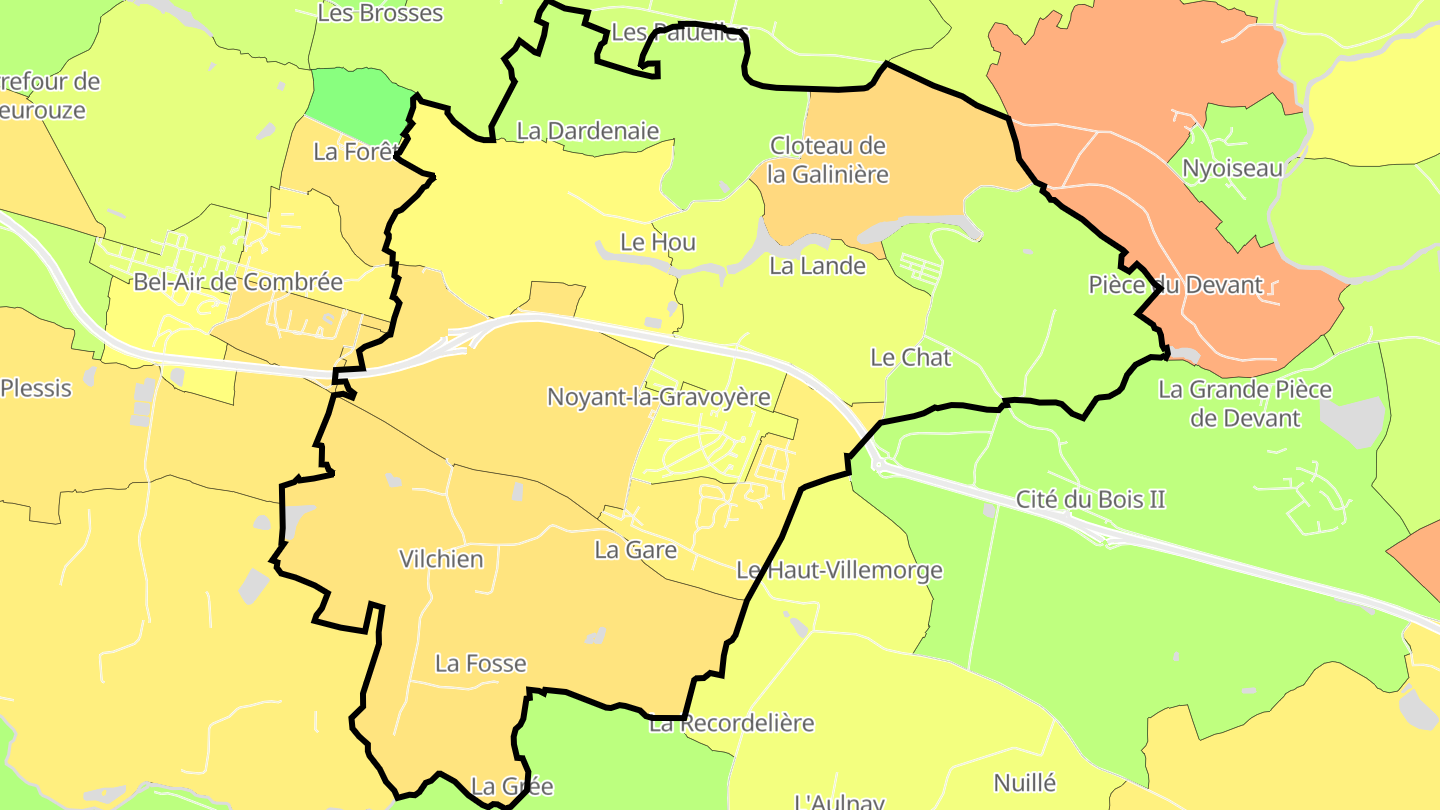 Carte des prix de l'immobilier Noyant-la-Gravoyère