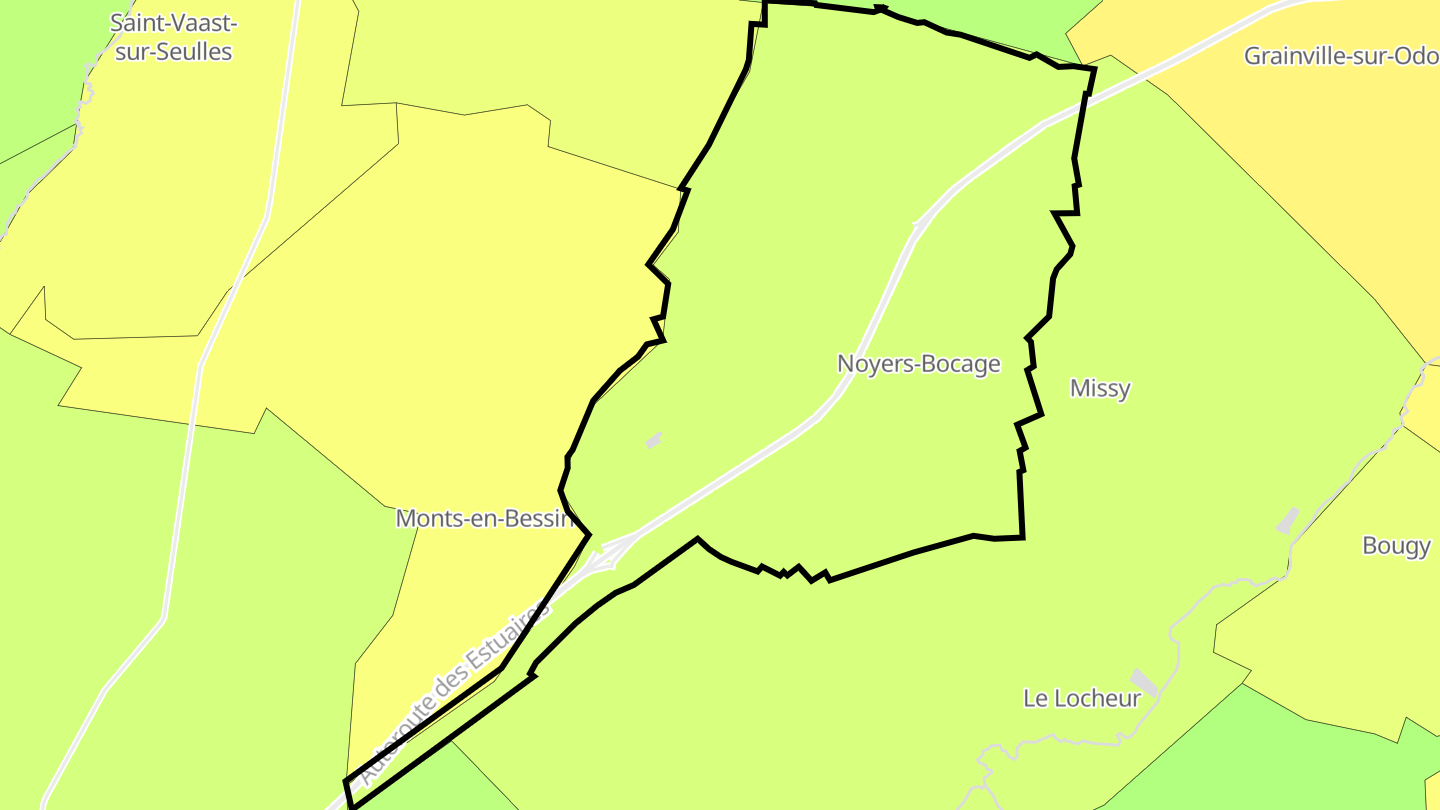 Carte des prix de l'immobilier Noyers-Bocage