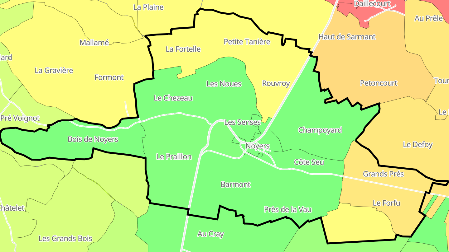 Carte des prix de l'immobilier Noyers