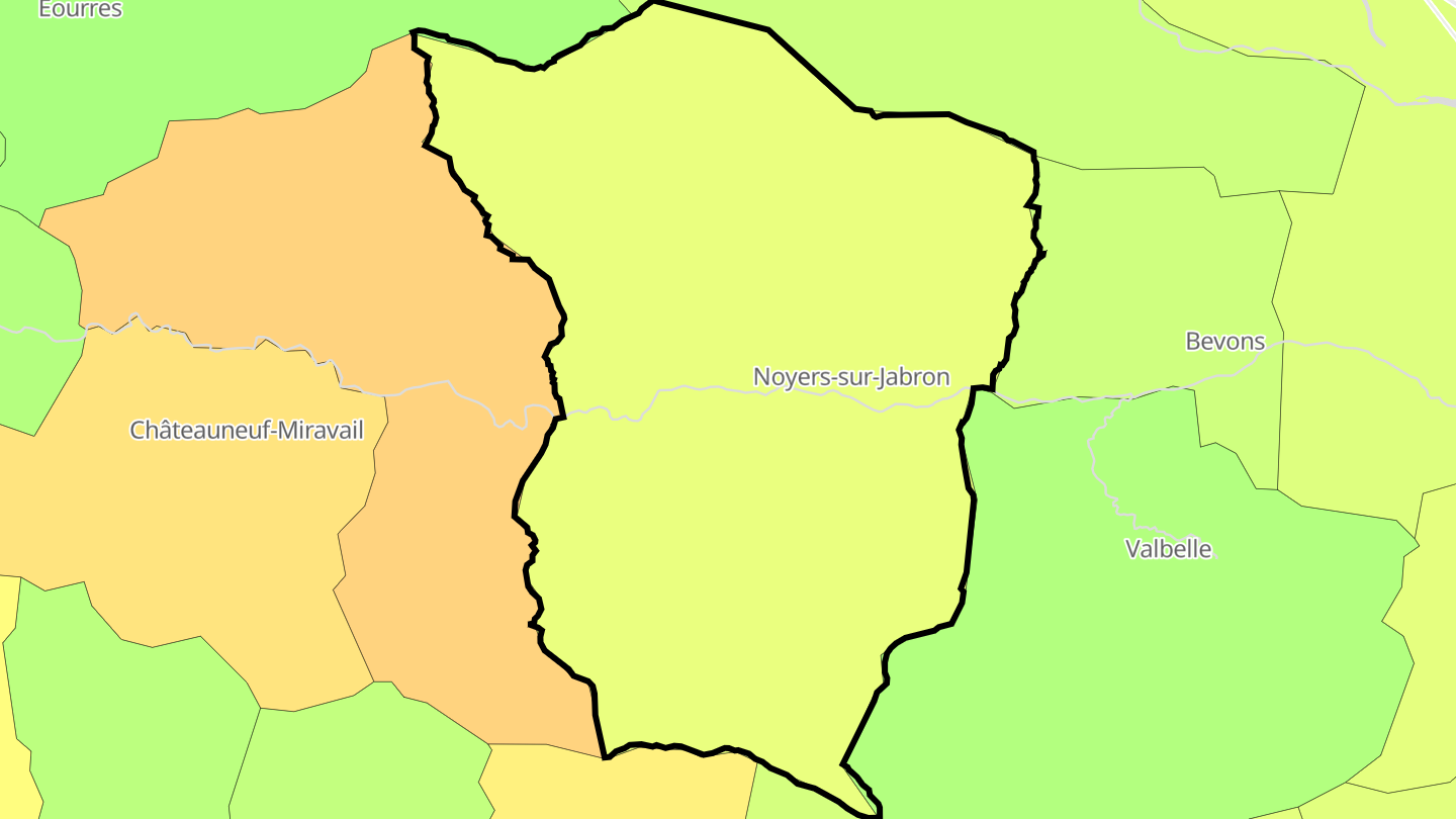 Carte des prix de l'immobilier Noyers-sur-Jabron