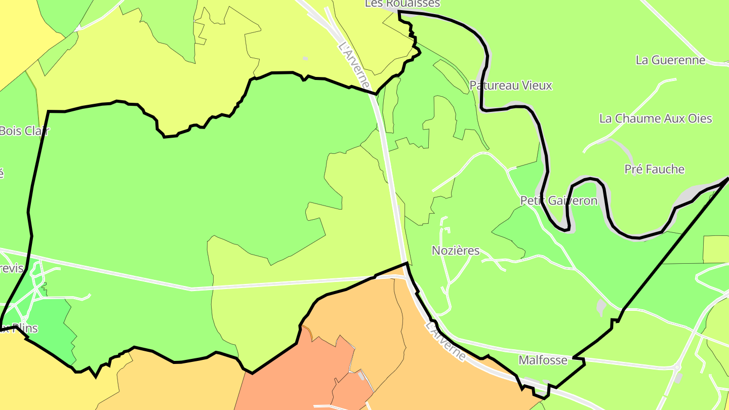 Carte des prix de l'immobilier Nozières